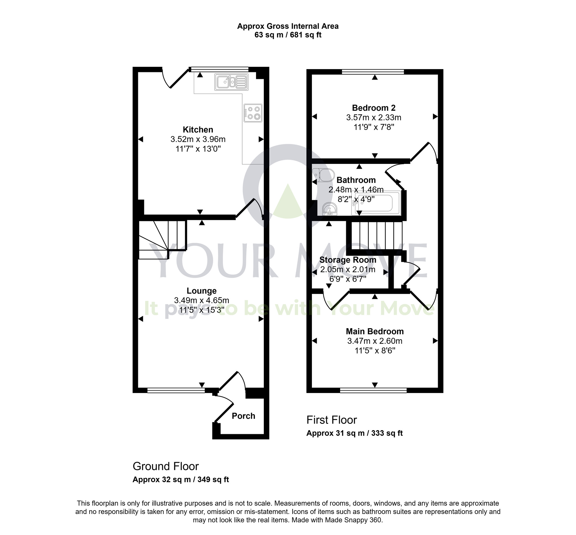 Floorplan of 2 bedroom Mid Terrace House for sale, Moray Park, Dalgety Bay, Dunfermline, KY11