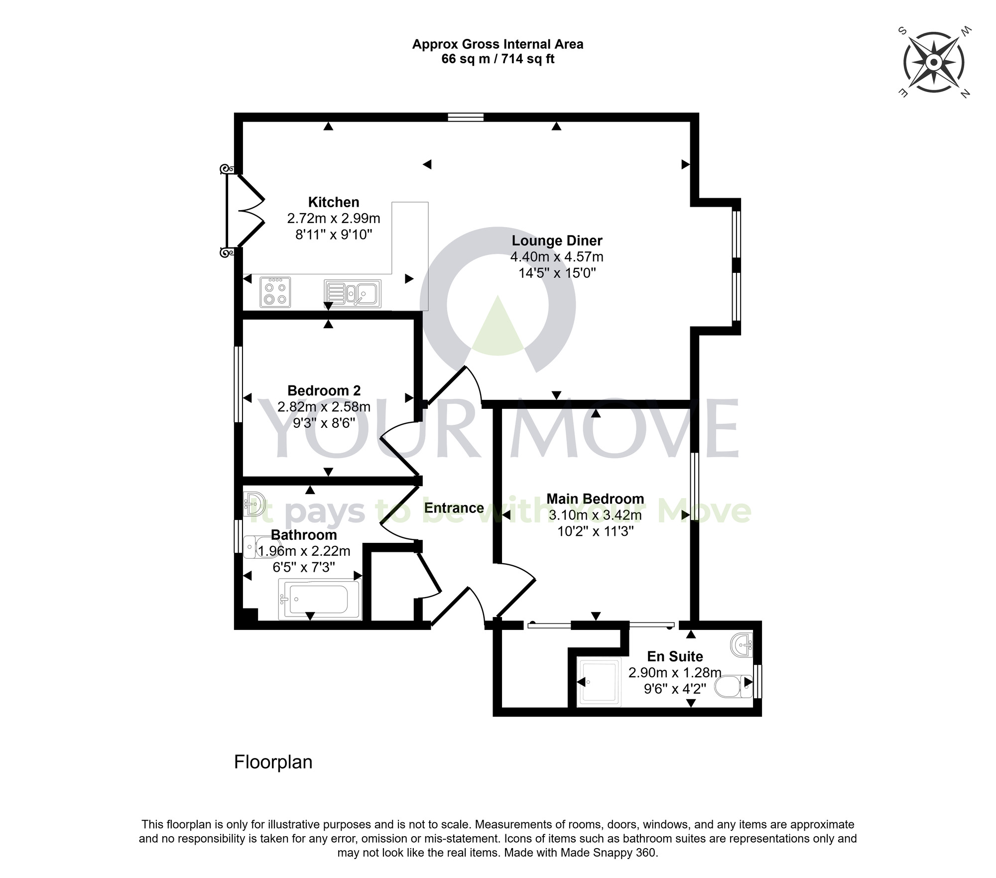 Floorplan of 2 bedroom Flat for sale, Merchants Way, Inverkeithing, Fife, KY11