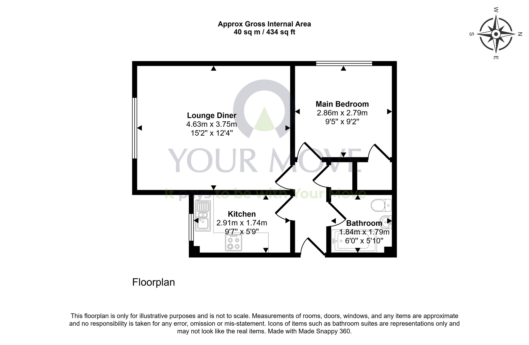 Floorplan of 1 bedroom Flat for sale, Harbour Place, Dalgety Bay, Fife, KY11