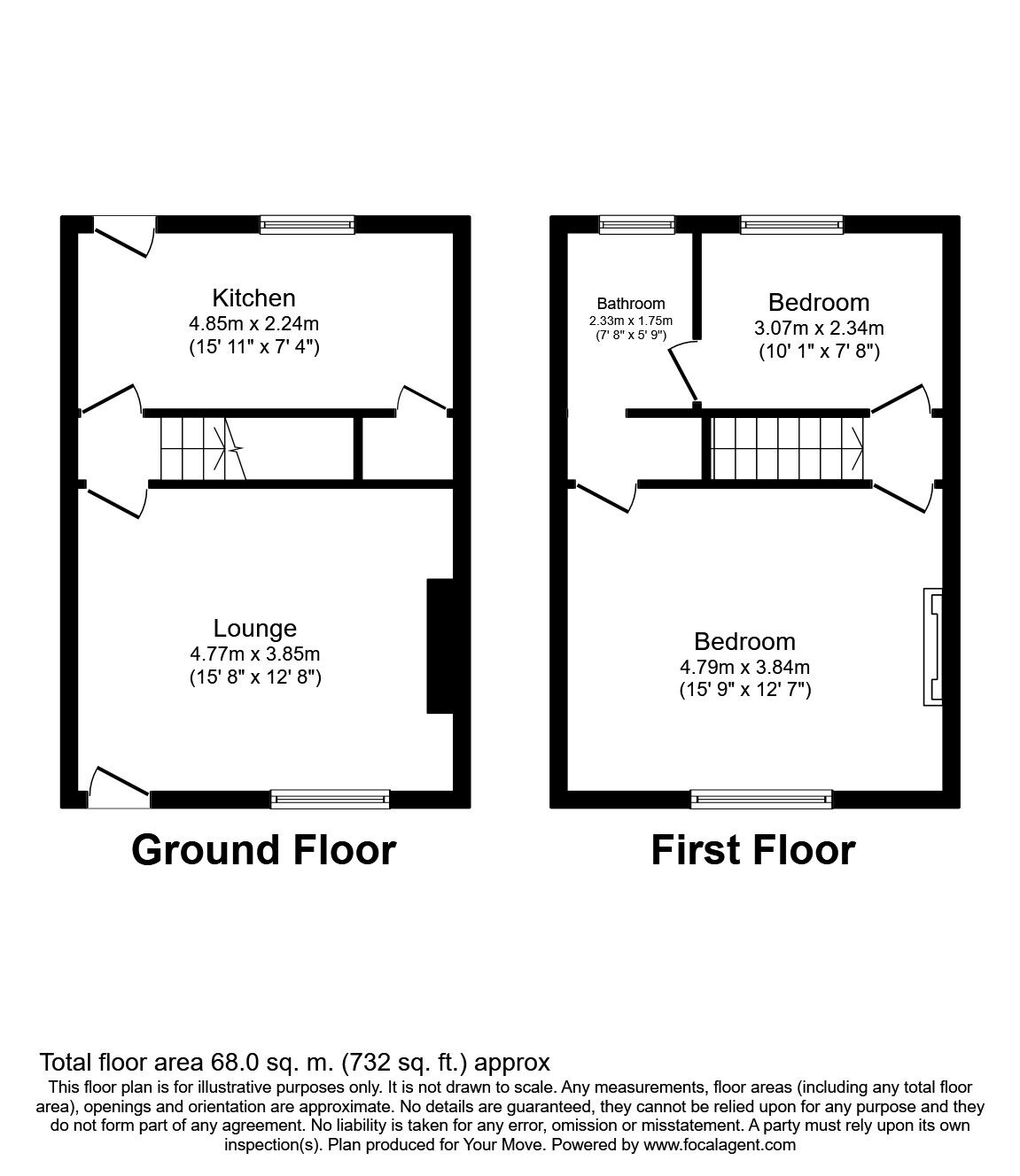Floorplan of 2 bedroom  House to rent, Hargreave Terrace, Darlington, County Durham, DL1