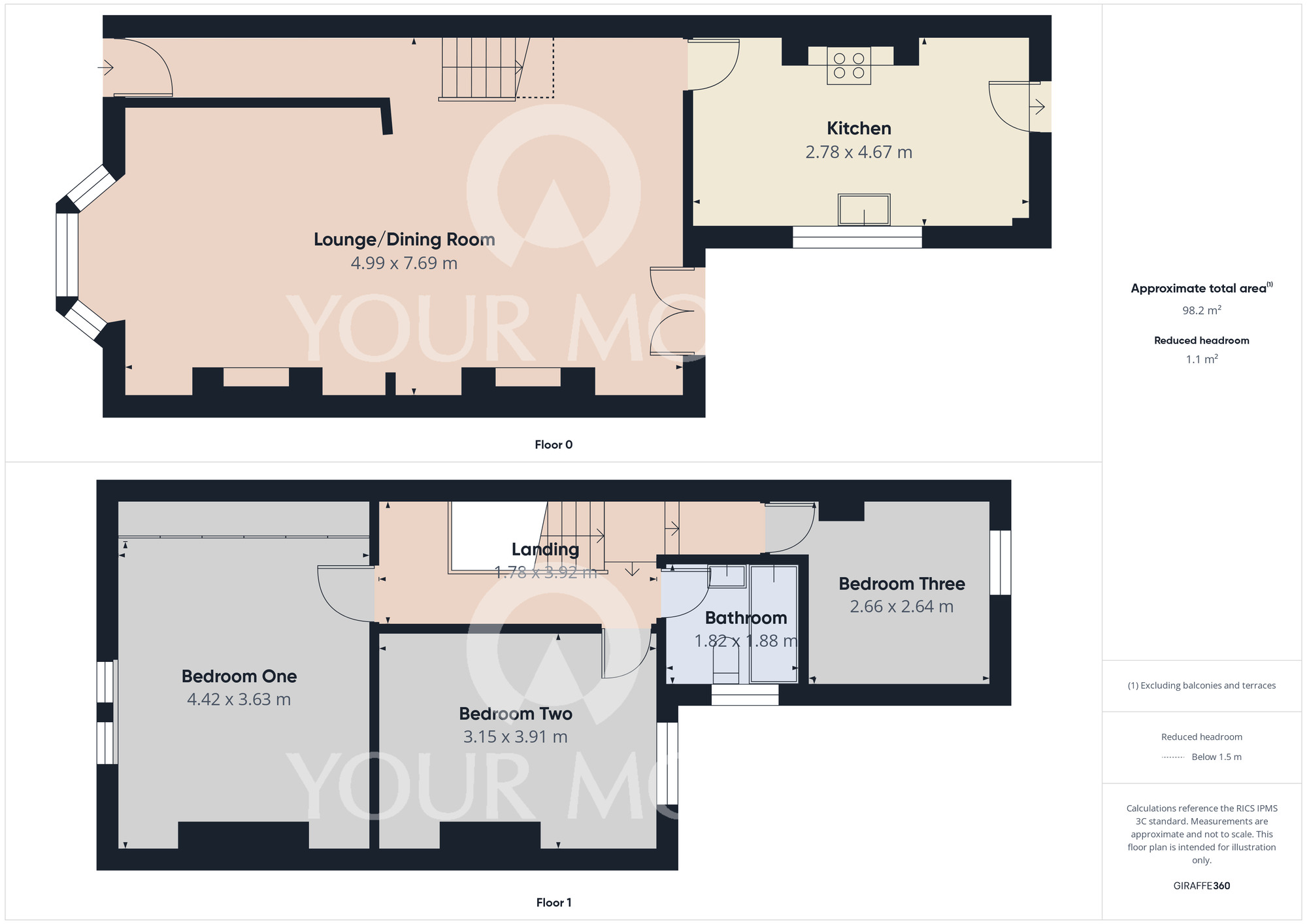 Floorplan of 3 bedroom Mid Terrace House to rent, Nelson Terrace, Darlington, County Durham, DL1