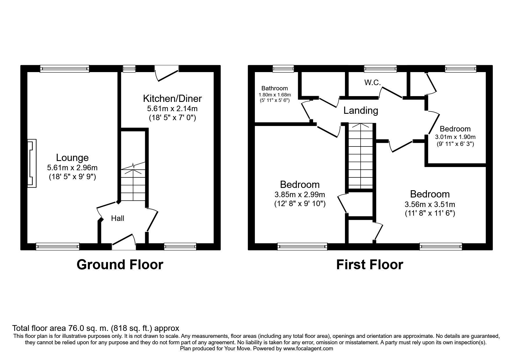 Floorplan of 3 bedroom Mid Terrace House for sale, Firthmoor Crescent, County Durham, DL1