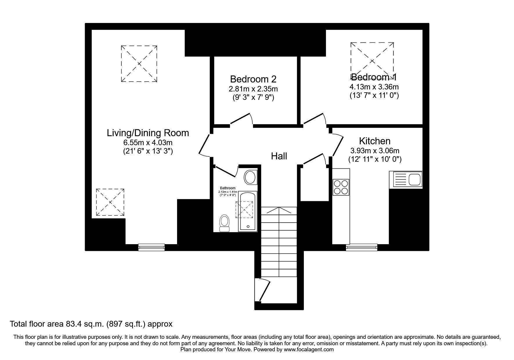 Floorplan of 2 bedroom Flat to rent, Stanhope Road South, Darlington, County Durham, DL3