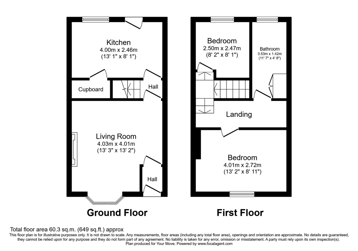 Floorplan of 2 bedroom Mid Terrace House to rent, Vine Street, Darlington, County Durham, DL3