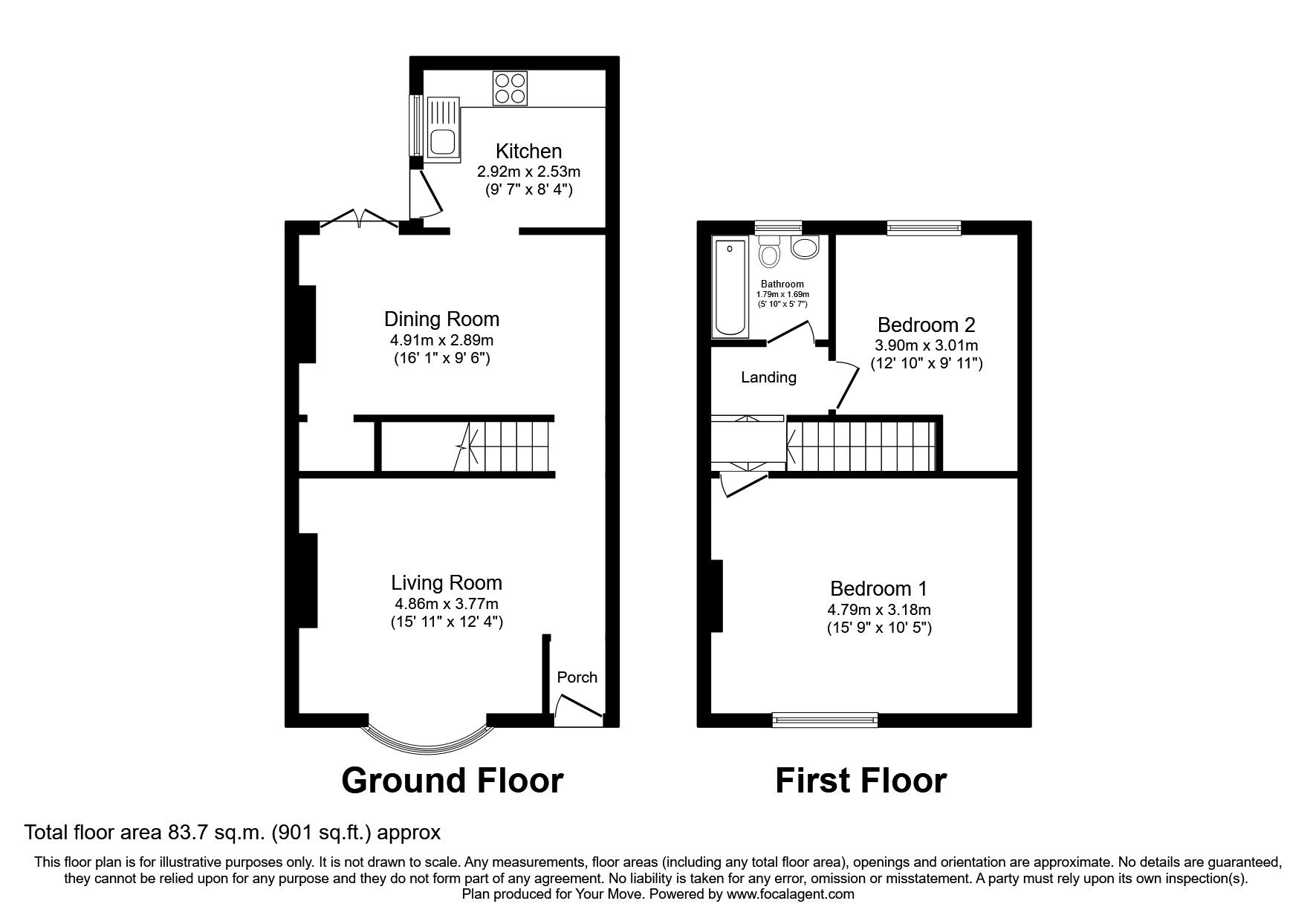 Floorplan of 2 bedroom End Terrace House to rent, Zetland Street, Darlington, DL3