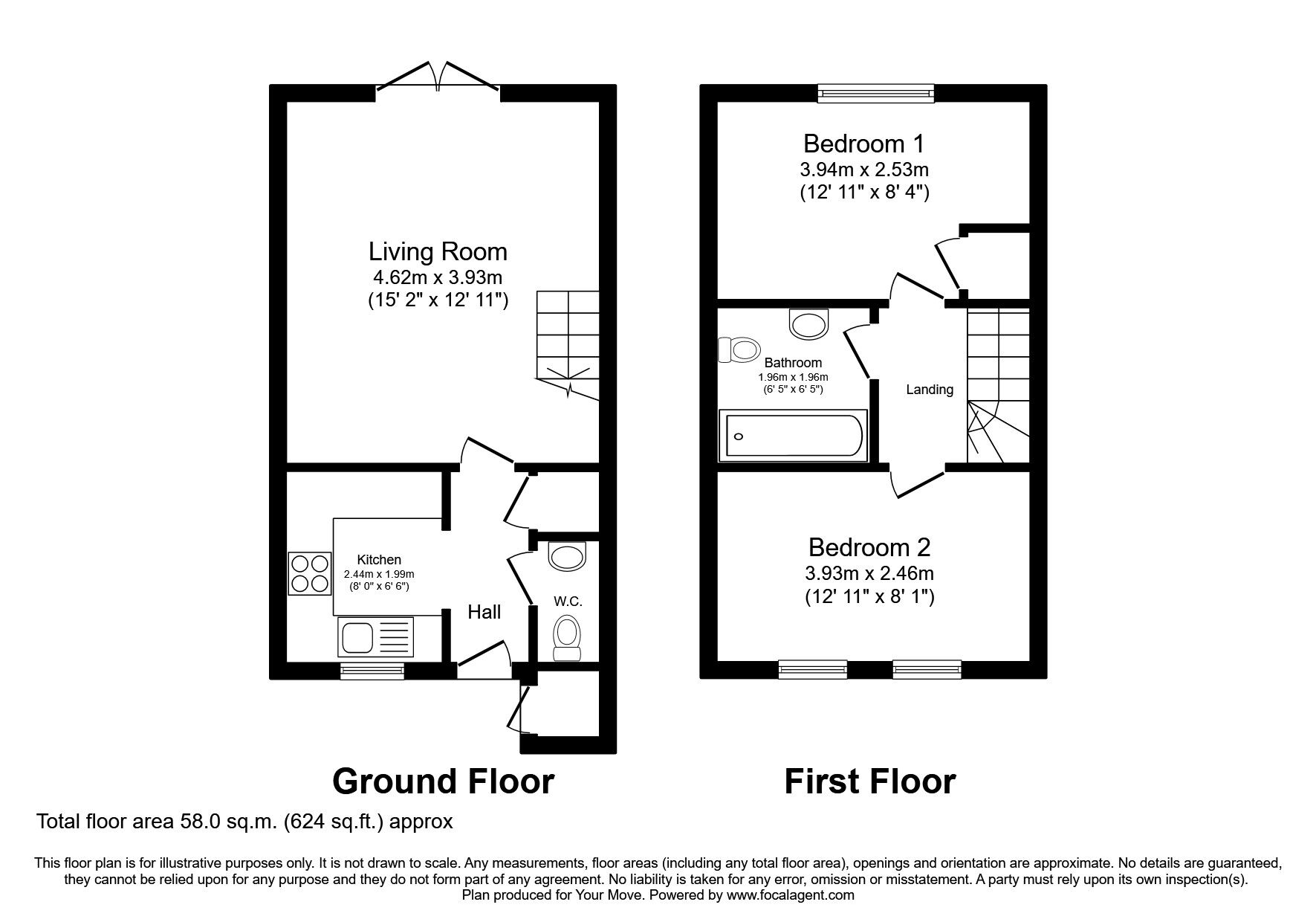 Floorplan of 2 bedroom Mid Terrace House to rent, Blackmoor Close, Darlington, DL1