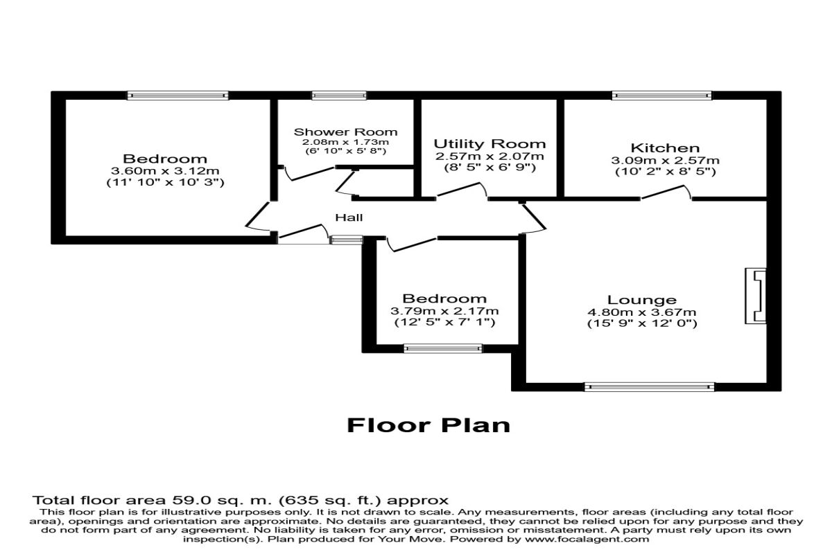 Floorplan of 2 bedroom Flat to rent, Cottingham Court, Darlington, DL3