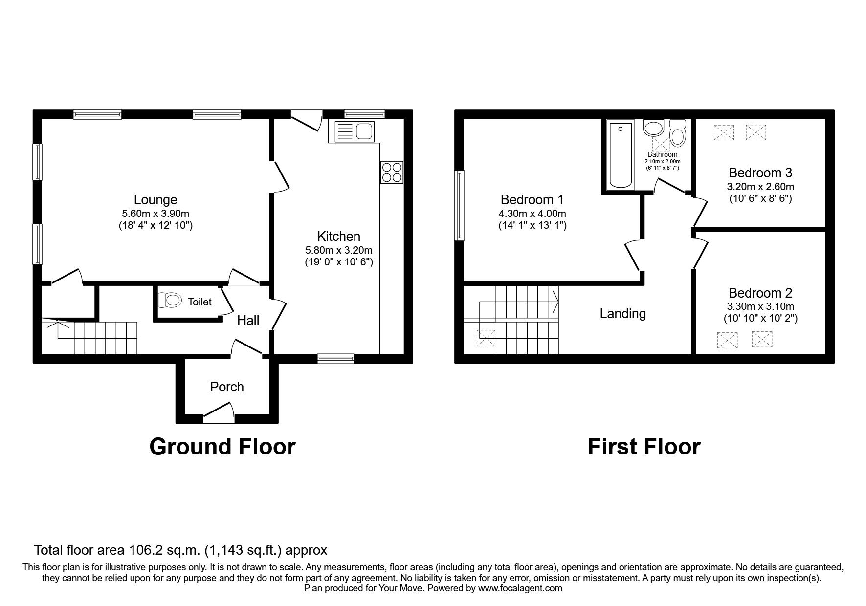 Floorplan of 3 bedroom End Terrace House to rent, Alexander Street, Darlington, Durham, DL1