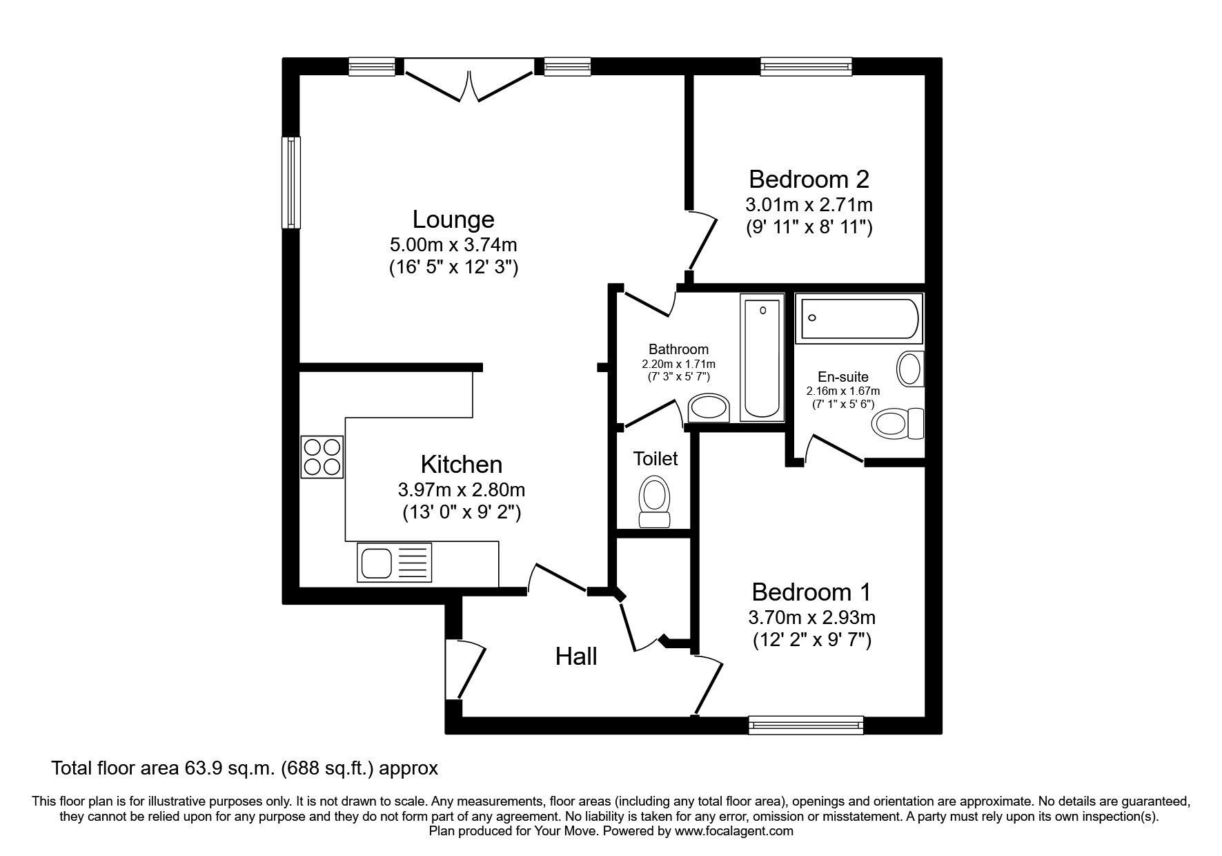 Floorplan of 2 bedroom  Flat for sale, Deanery Court, Darlington, DL3