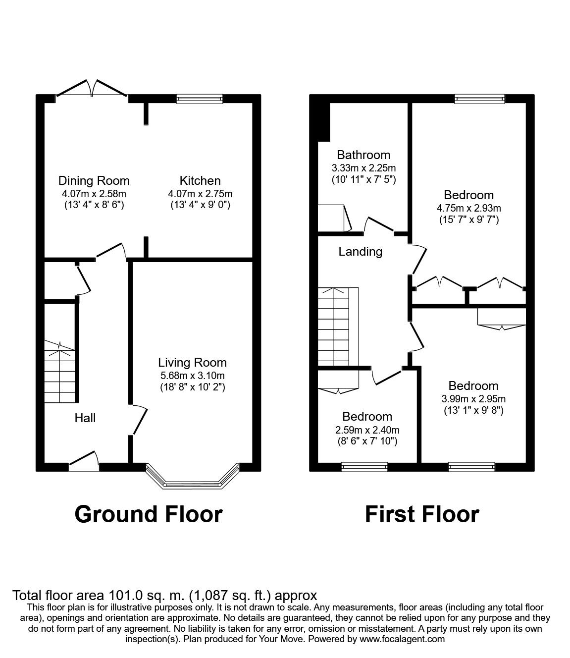 Floorplan of 3 bedroom Mid Terrace House for sale, Urlay Nook Road, Eaglescliffe, Durham, TS16