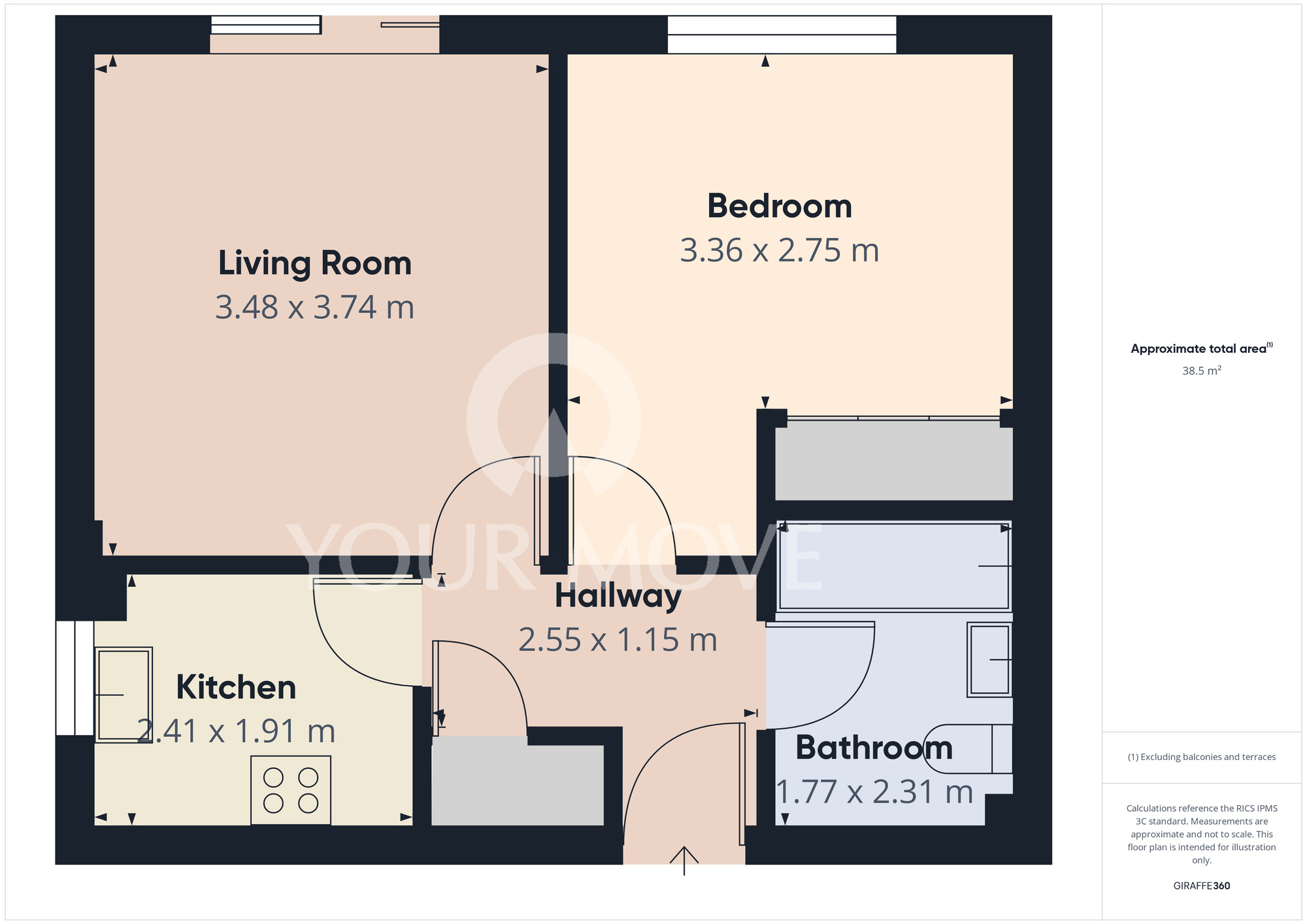 Floorplan of 1 bedroom  Flat for sale, St. Cuthberts Place, Darlington, Durham, DL3