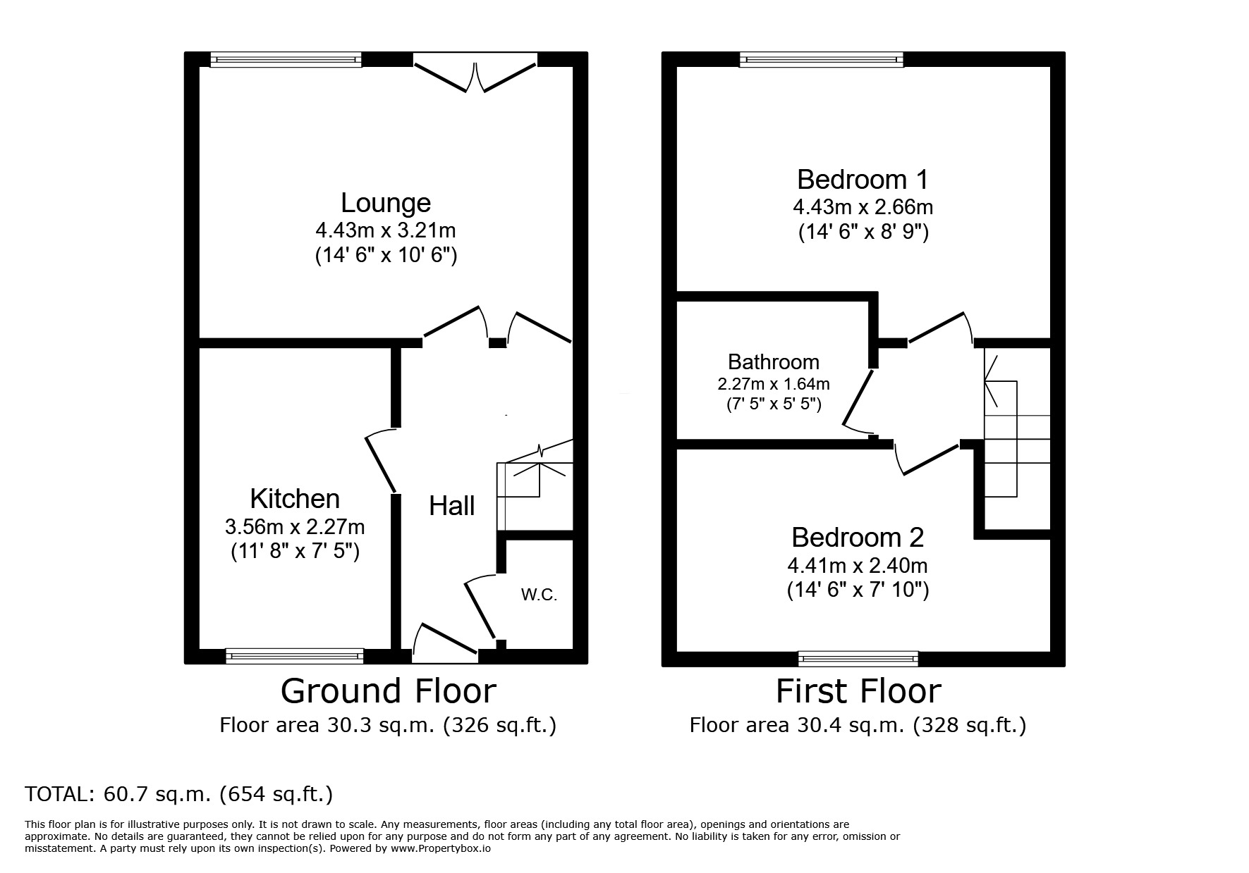 Floorplan of 2 bedroom Mid Terrace House to rent, Grangemoor Close, Darlington, Durham, DL1