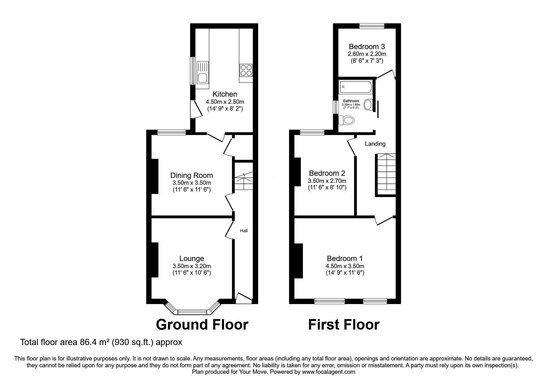 Floorplan of 3 bedroom Mid Terrace House for sale, Westmoreland Street, Darlington, DL3