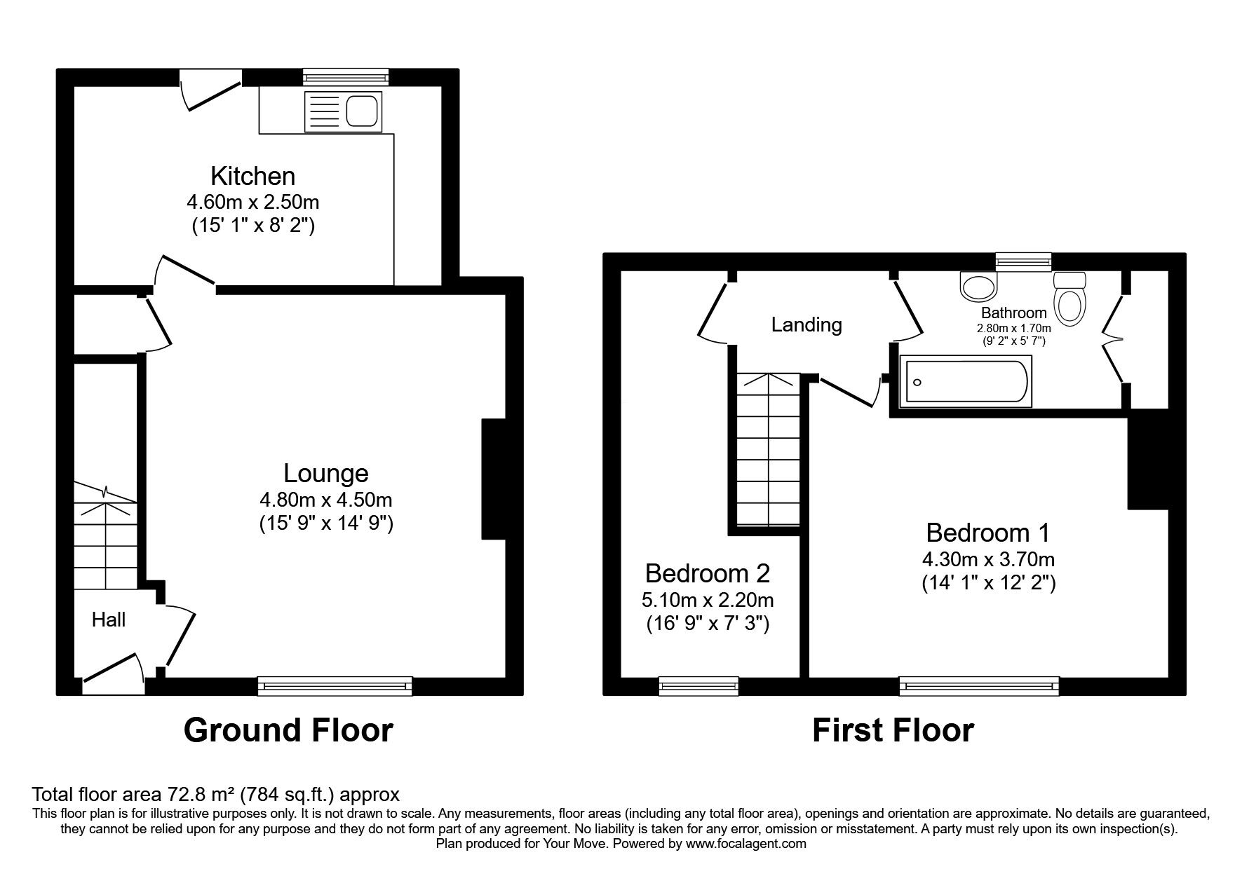 Floorplan of 2 bedroom Mid Terrace House for sale, High Street, Aycliffe Village, Newton Aycliffe, DL5