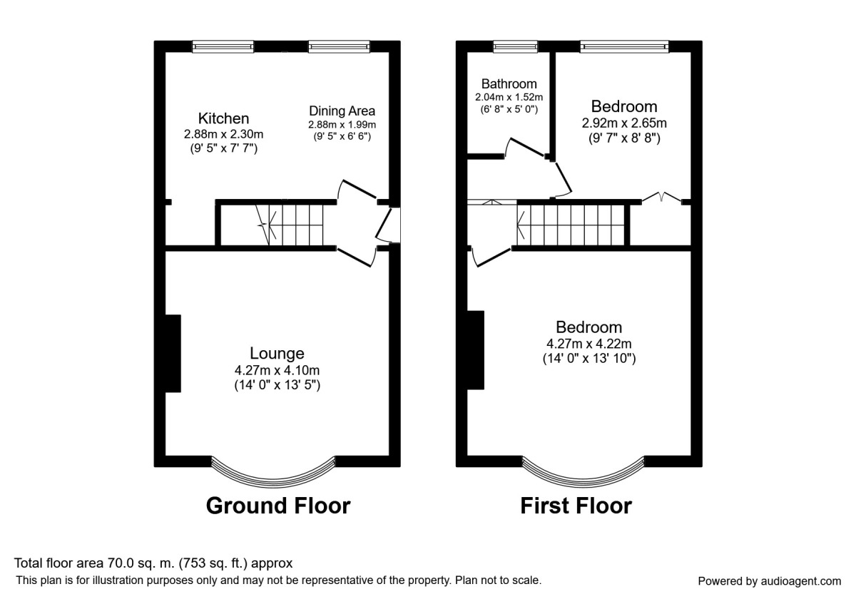 Floorplan of 2 bedroom Semi Detached House for sale, North Rise, Darlington, DL3