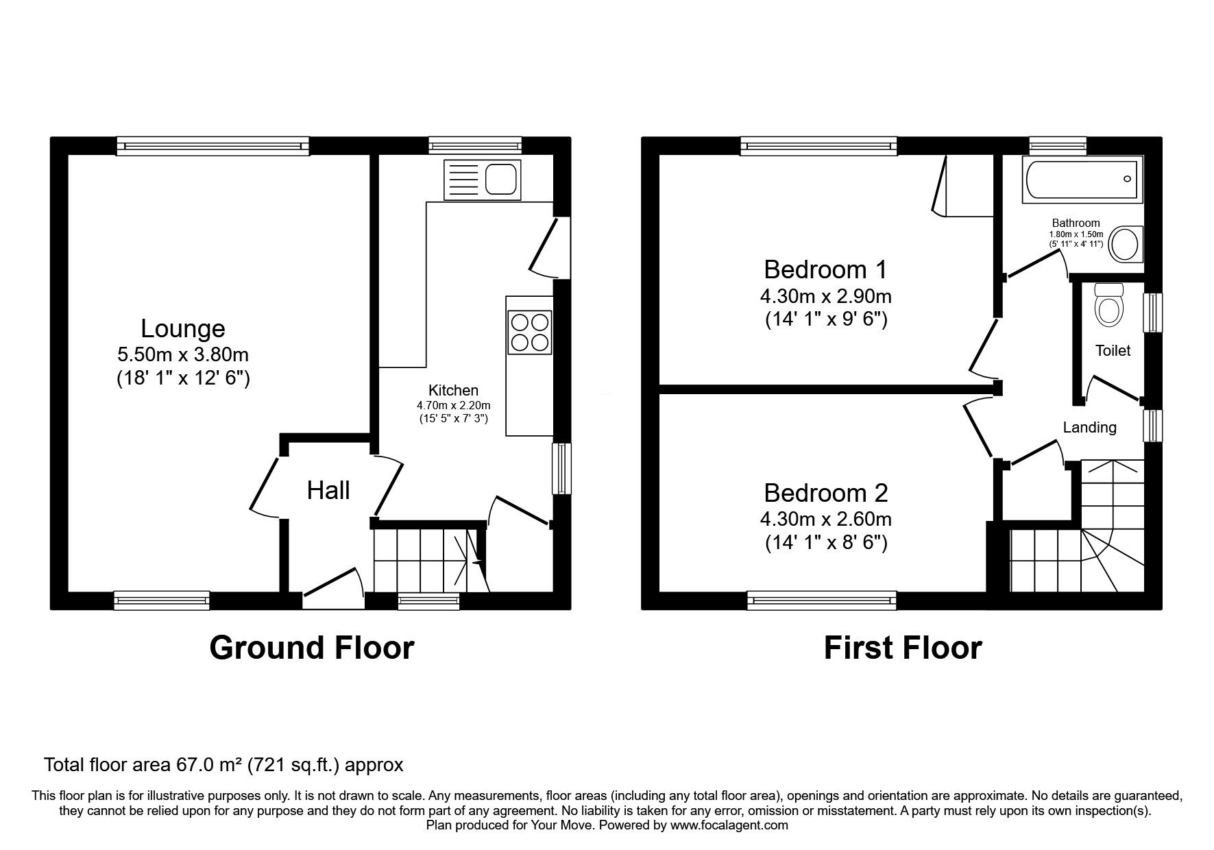 Floorplan of 2 bedroom Semi Detached House for sale, Butler Road, Newton Aycliffe, DL5