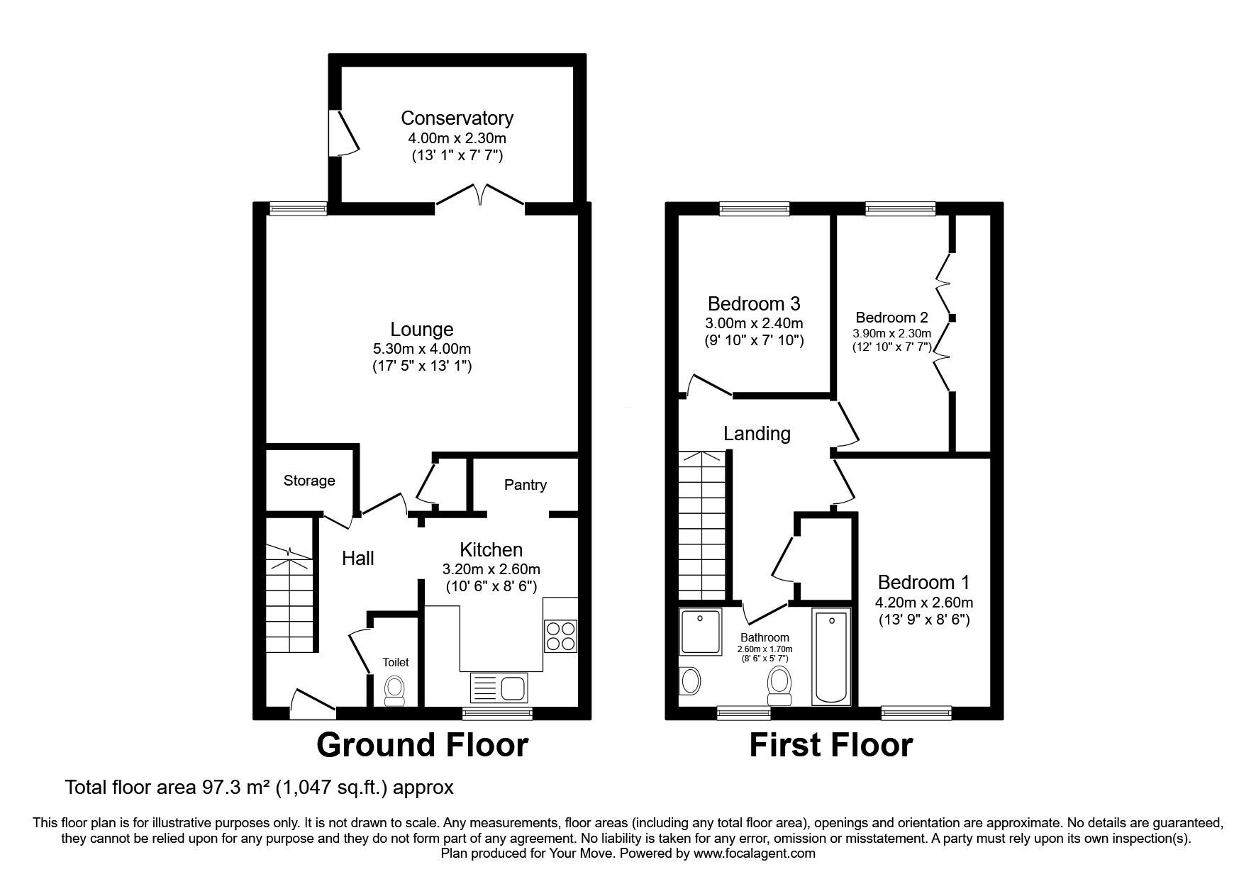 Floorplan of 3 bedroom Mid Terrace House for sale, Mount Pleasant Grove, Stillington, Stockton-on-Tees, TS21