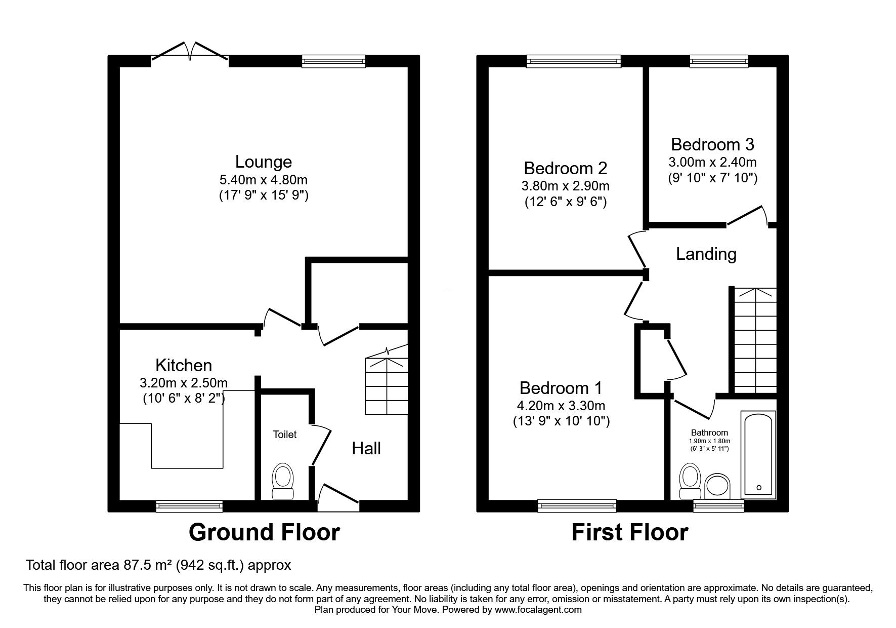 Floorplan of 3 bedroom Mid Terrace House for sale, Manor Walk, Stillington, Stockton-on-Tees, TS21