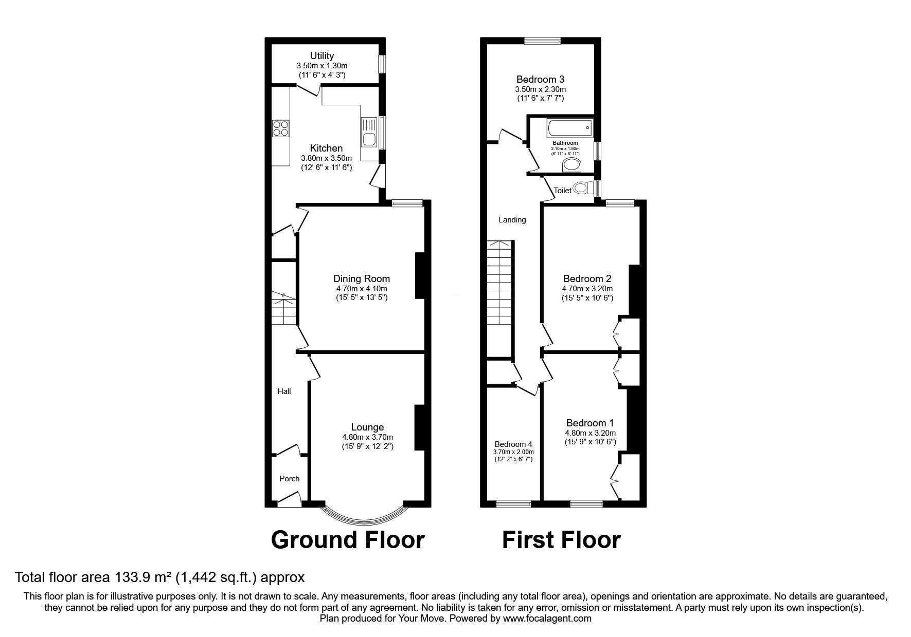 Floorplan of 4 bedroom Mid Terrace House for sale, Haughton Road, Darlington, DL1