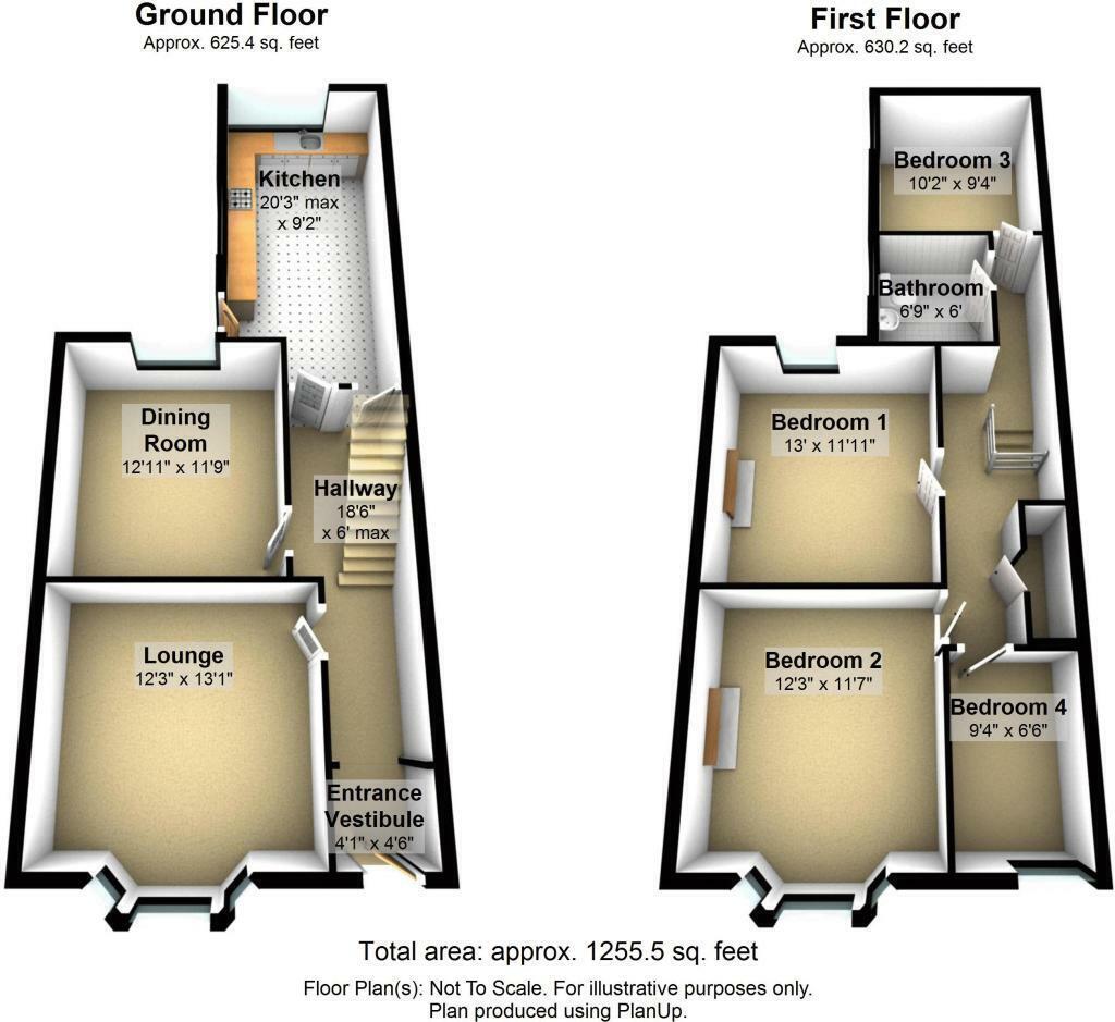 Floorplan of 4 bedroom Mid Terrace House for sale, Clifton Road, Darlington, Durham, DL1