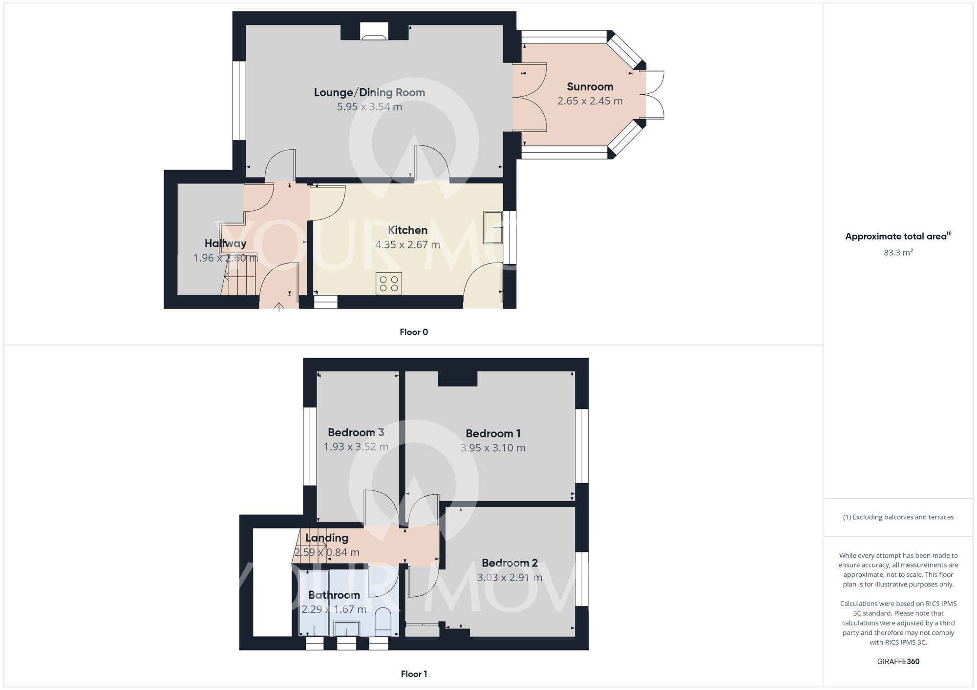 Floorplan of 3 bedroom Semi Detached House for sale, Spring Court, Darlington, Durham, DL3