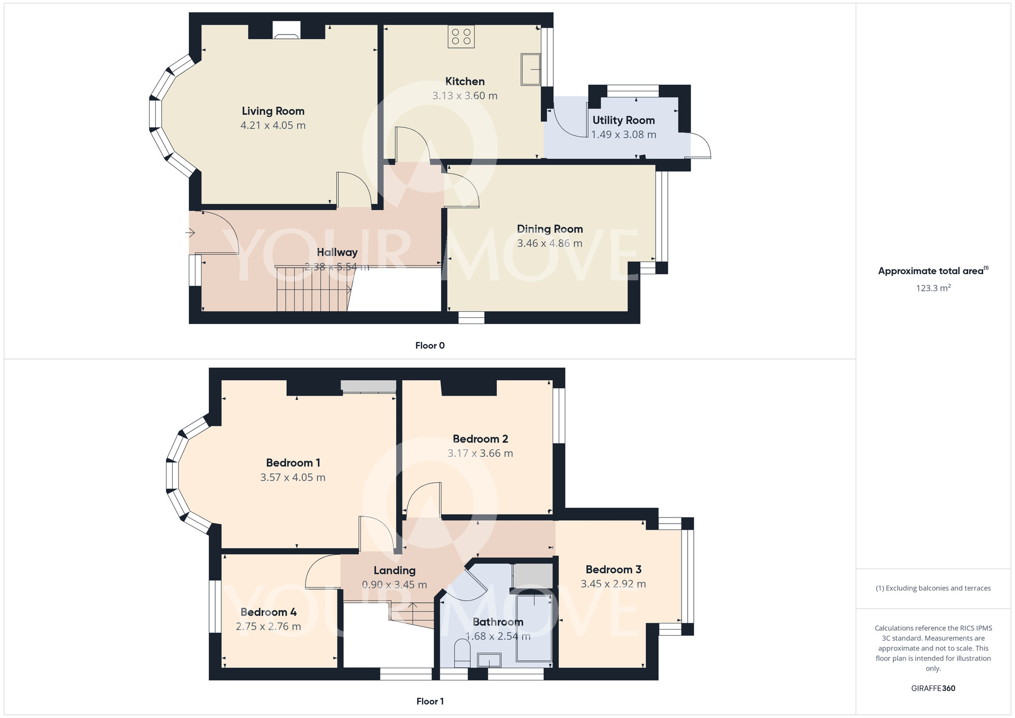 Floorplan of 4 bedroom Semi Detached House to rent, Manor Road, Darlington, Durham, DL3