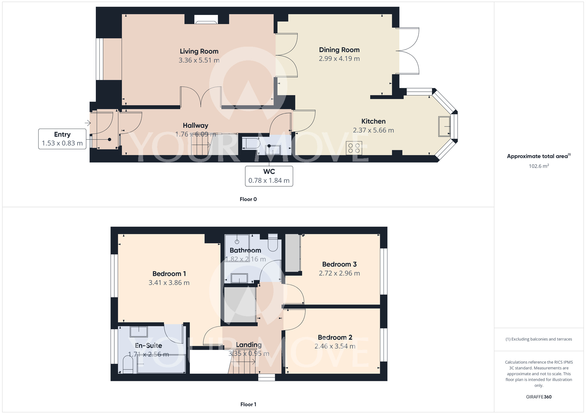 Floorplan of 3 bedroom End Terrace House for sale, Greenside Court, Hurworth, Durham, DL2