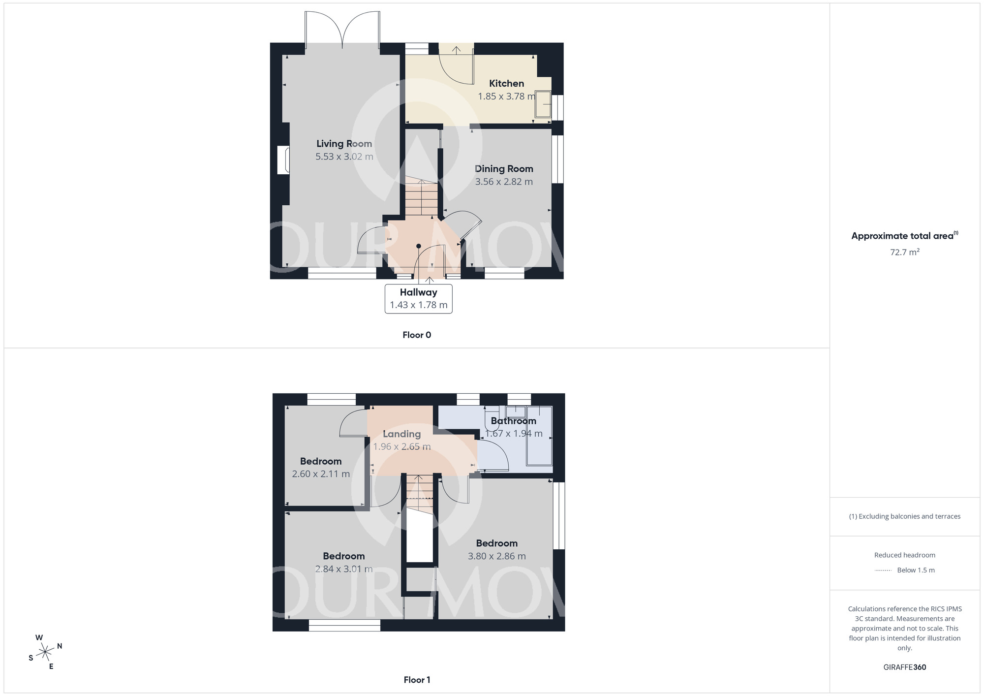 Floorplan of 3 bedroom Semi Detached House for sale, Reeth Moor Close, Darlington, Durham, DL1