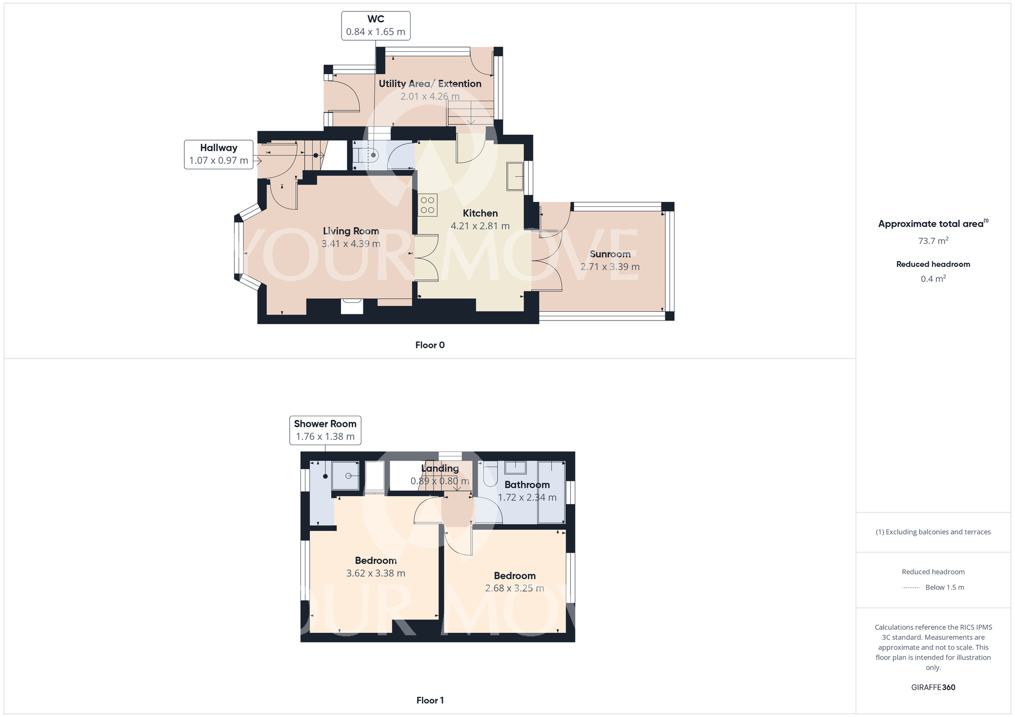 Floorplan of 2 bedroom Semi Detached House for sale, Geneva Gardens, Darlington, Durham, DL1