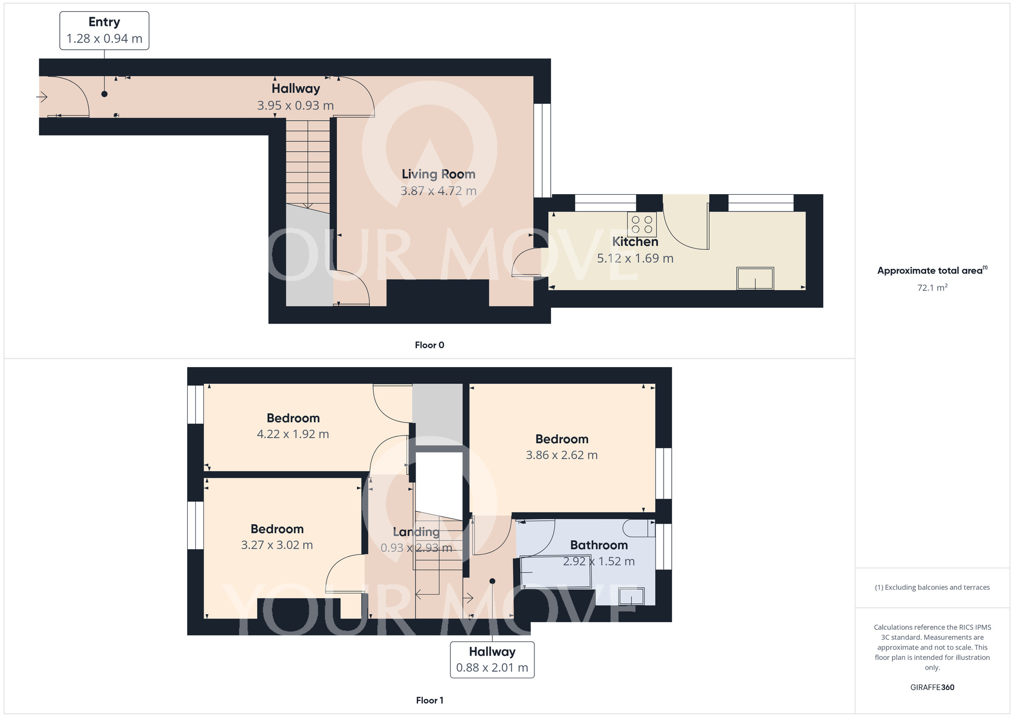 Floorplan of 3 bedroom Mid Terrace House for sale, North Road, Darlington, Durham, DL1