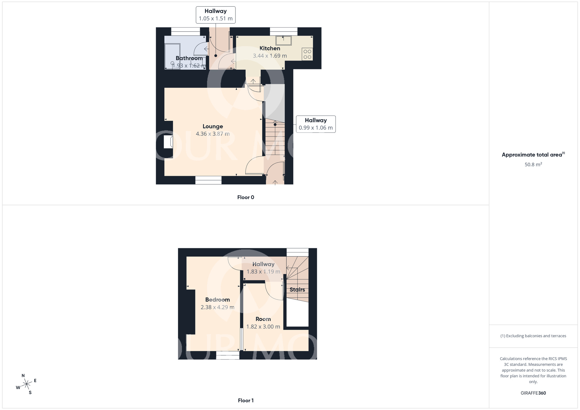 Floorplan of 1 bedroom Mid Terrace Property to rent, The Orlands, Aycliffe, Durham, DL5