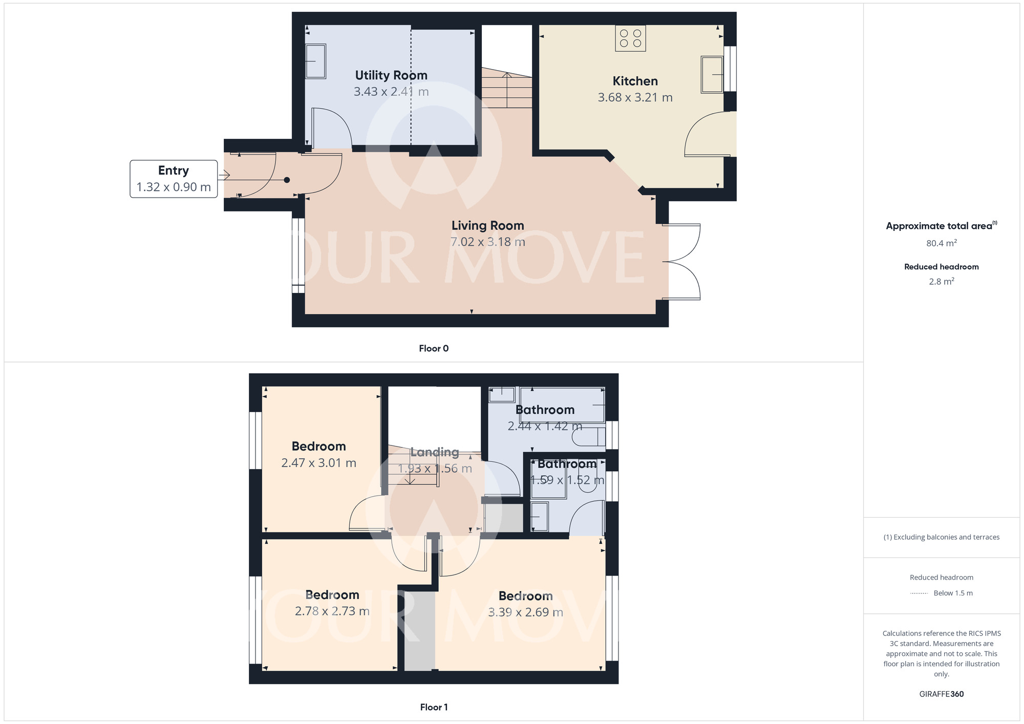 Floorplan of 3 bedroom Detached House for sale, Cradoc Grove, Ingleby Barwick, Durham, TS17