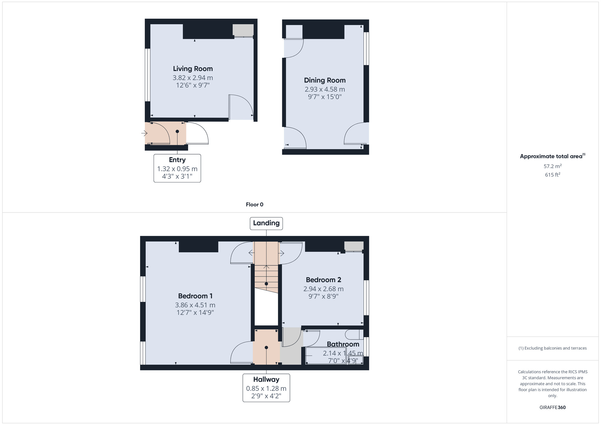 Floorplan of 2 bedroom  House to rent, Borough Road, Darlington, Durham, DL1