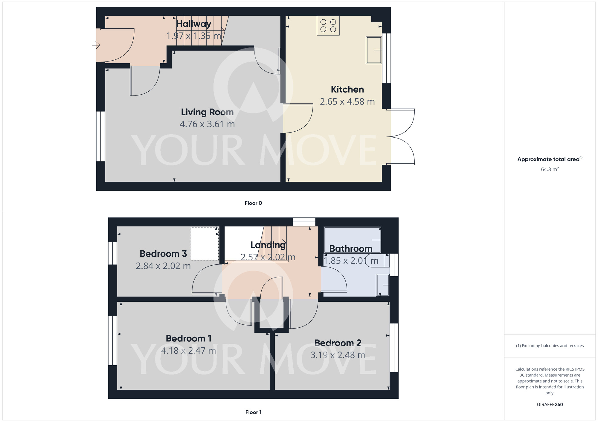 Floorplan of 3 bedroom  House to rent, Faversham Park, Faverdale, Durham, DL3