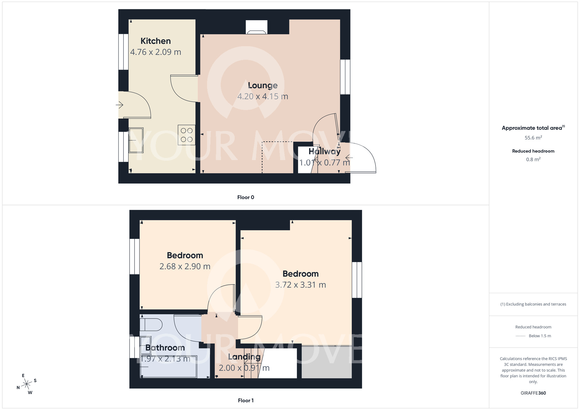 Floorplan of 2 bedroom End Terrace House to rent, South Row, Eldon, Durham, DL14