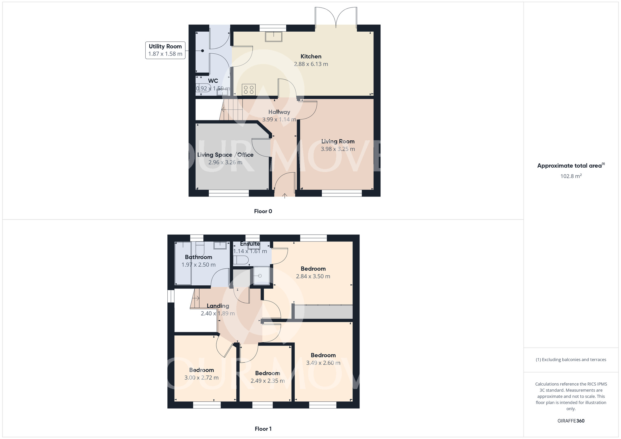 Floorplan of 4 bedroom  House to rent, Ivatt Walk, Shildon, Durham, DL4