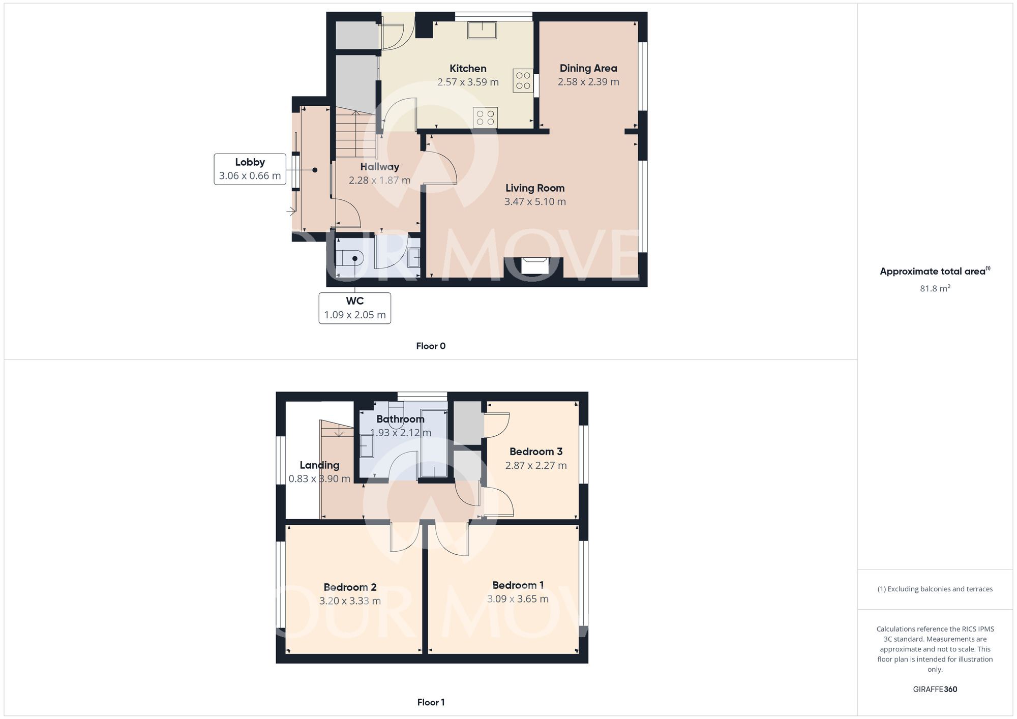 Floorplan of 3 bedroom Detached House for sale, Westfield Drive, Hurworth, Durham, DL2
