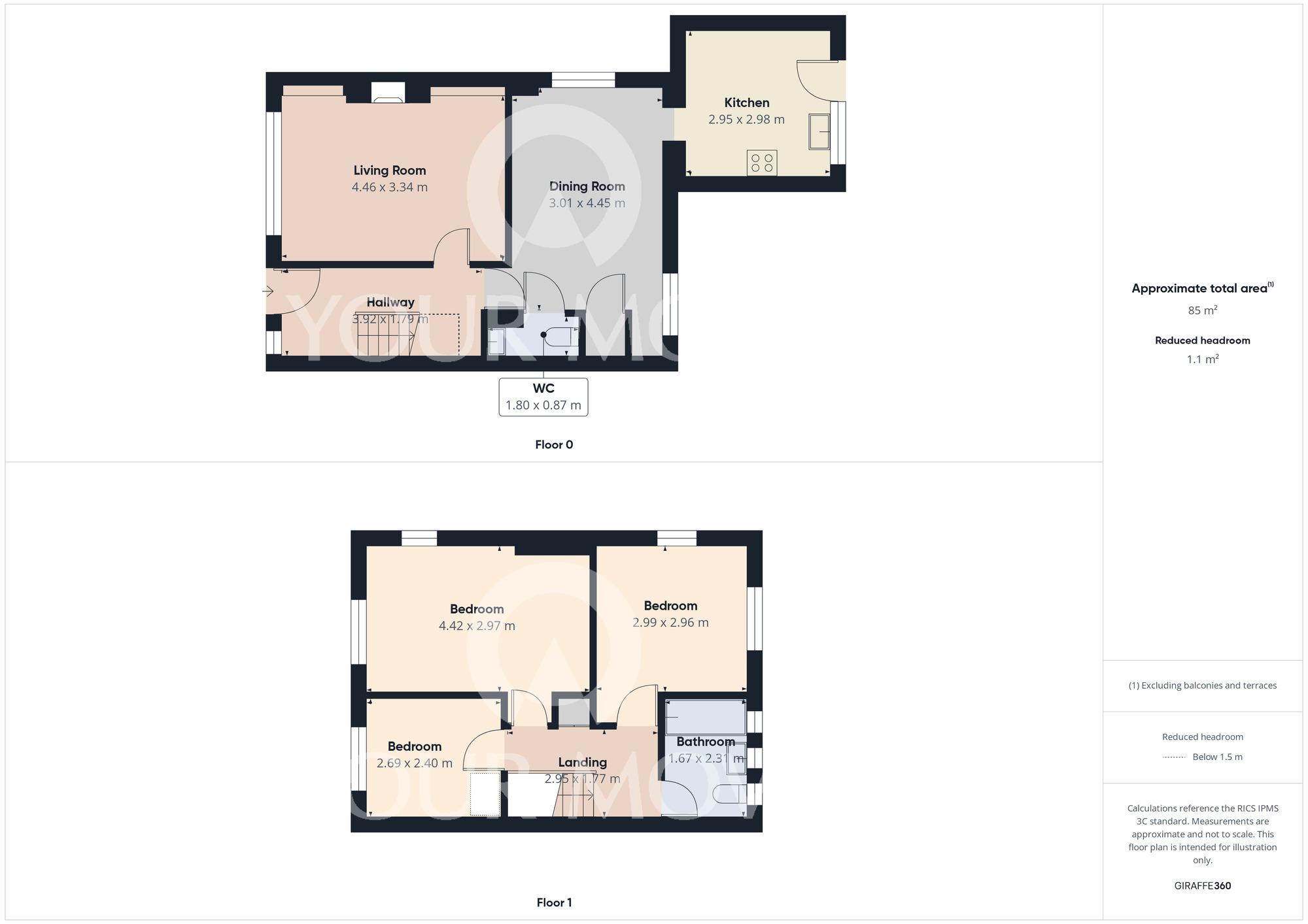 Floorplan of 3 bedroom End Terrace House for sale, Newton Lane, Darlington, Durham, DL3
