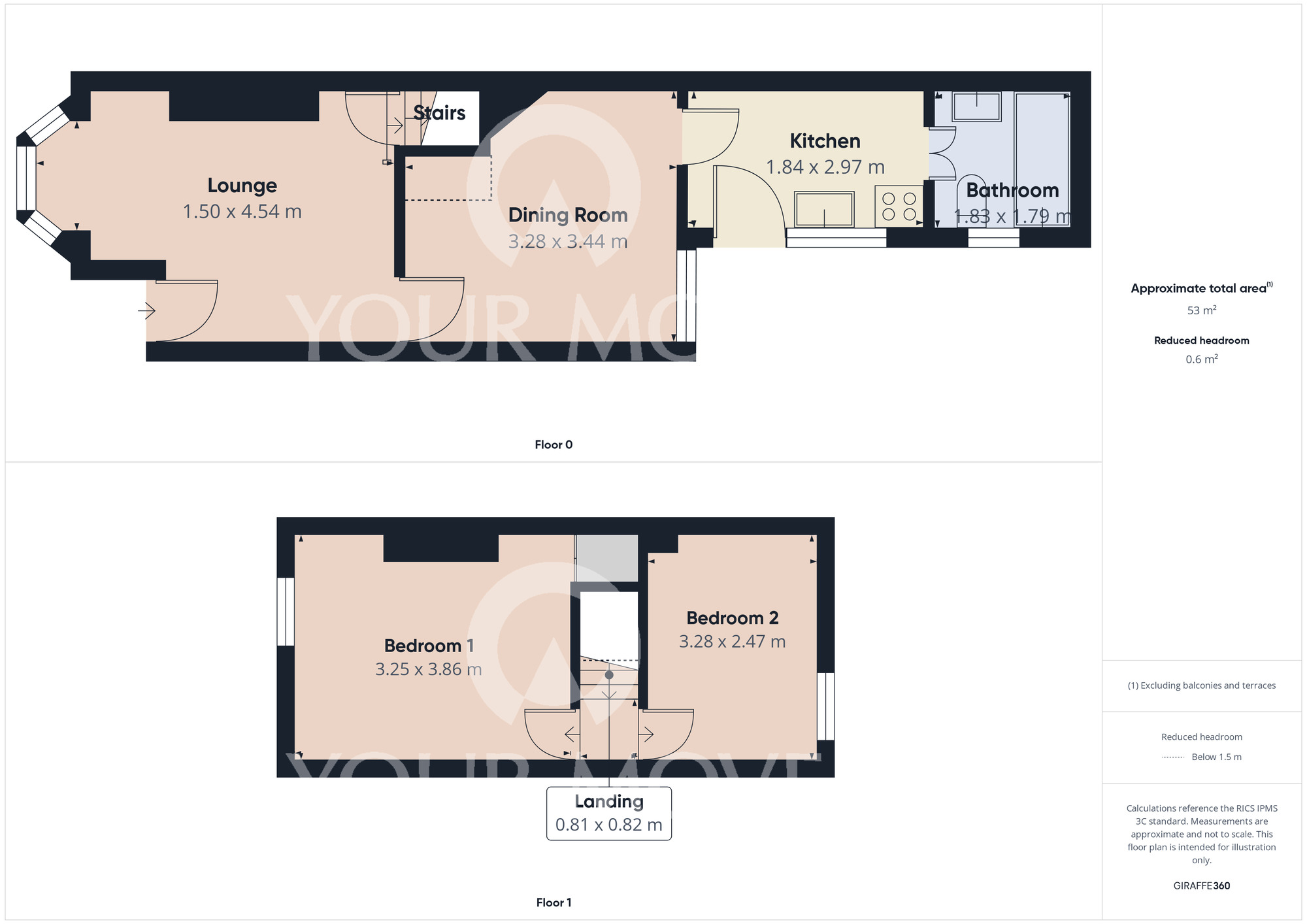 Floorplan of 2 bedroom Mid Terrace House to rent, Lansdowne Street, Darlington, Durham, DL3