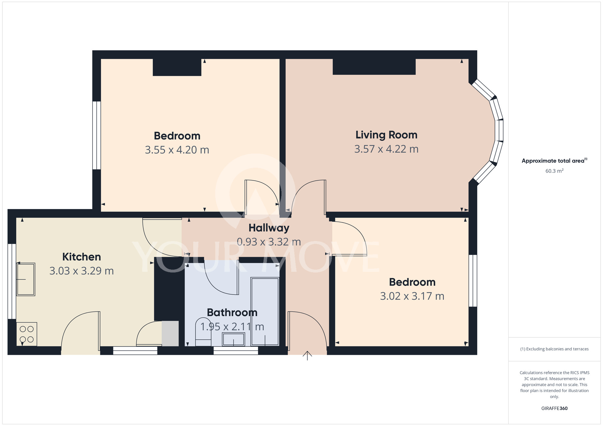 Floorplan of 2 bedroom Semi Detached Bungalow for sale, Berrybank Crest, Darlington, Durham, DL3