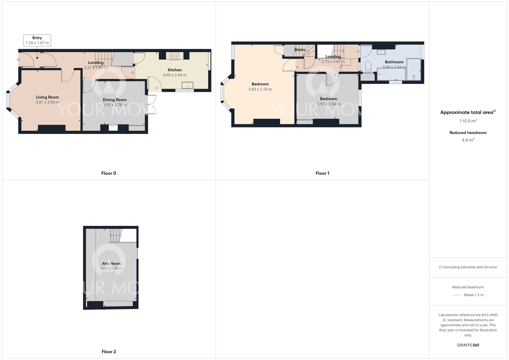 Floorplan of 3 bedroom Mid Terrace House for sale, Victoria Embankment, Darlington, Durham, DL1
