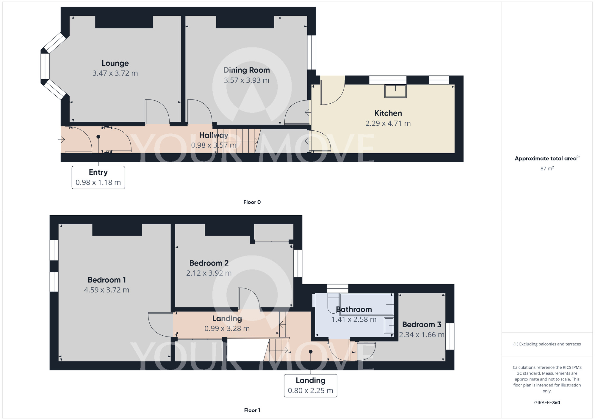 Floorplan of 3 bedroom Mid Terrace House for sale, Orchard Road, Darlington, Durham, DL3