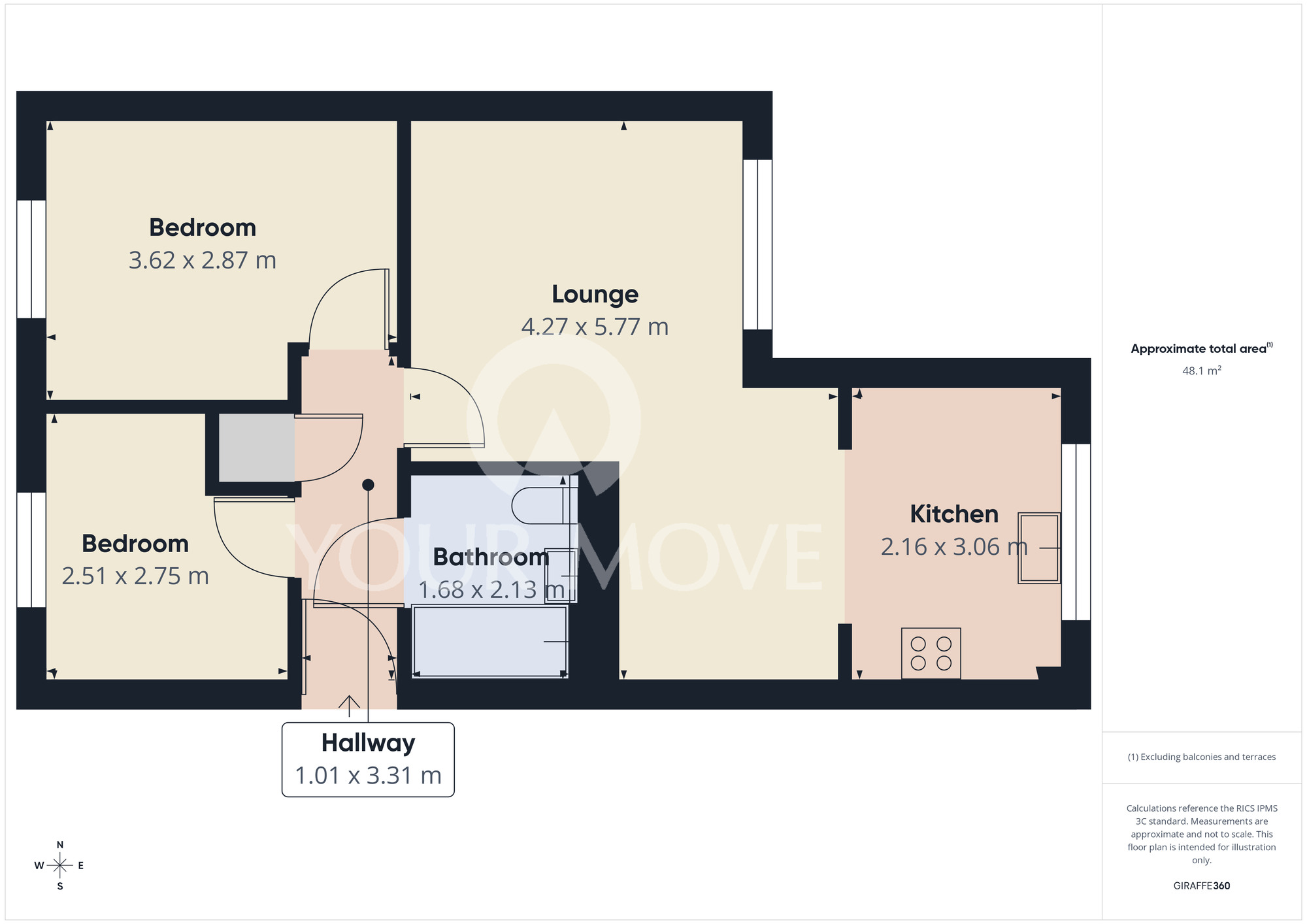 Floorplan of 2 bedroom Flat to rent, Rockingham Court, Middlesbrough, North Yorkshire, TS5