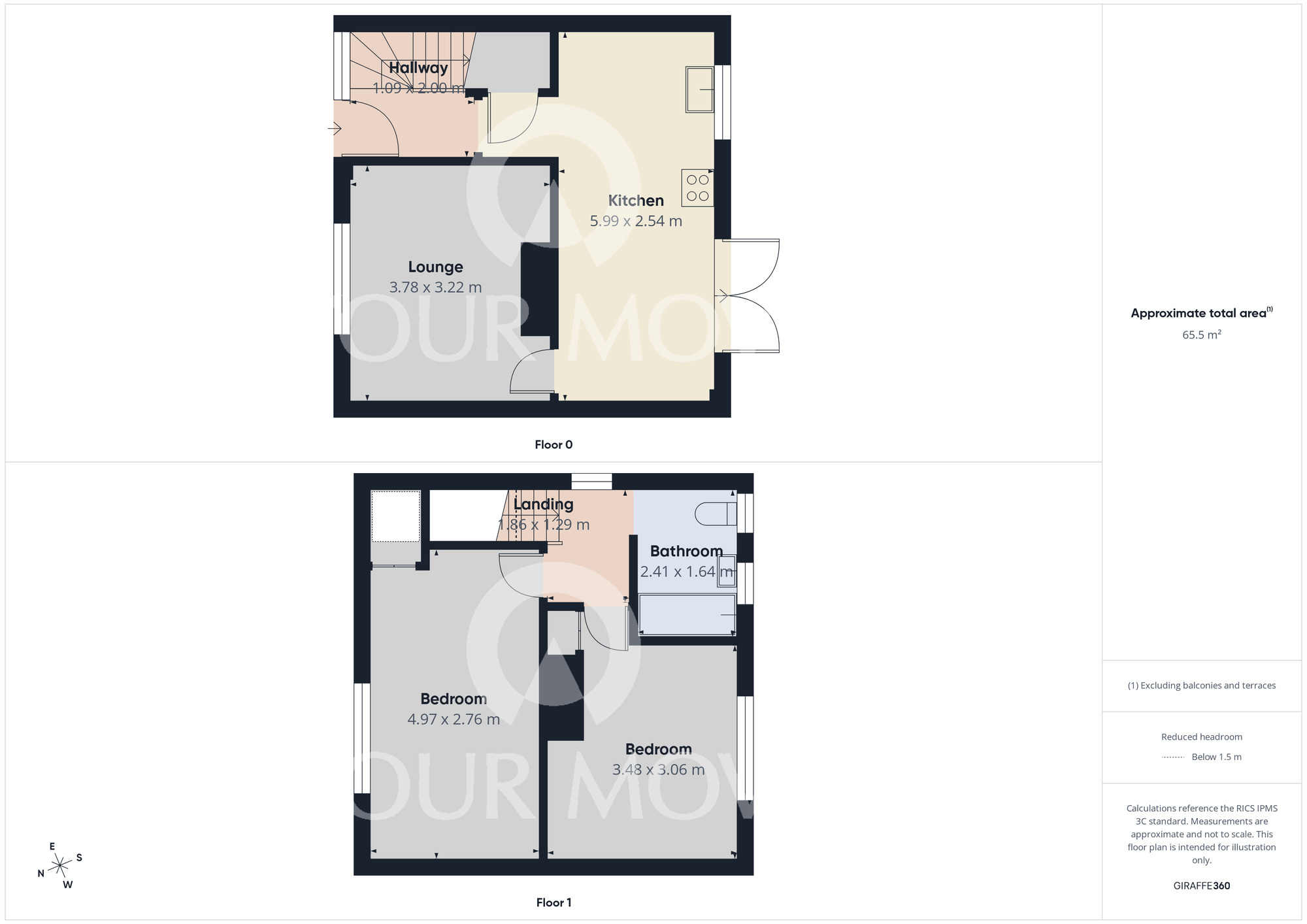 Floorplan of 2 bedroom Mid Terrace House for sale, Emley Moor Road, Darlington, Durham, DL1