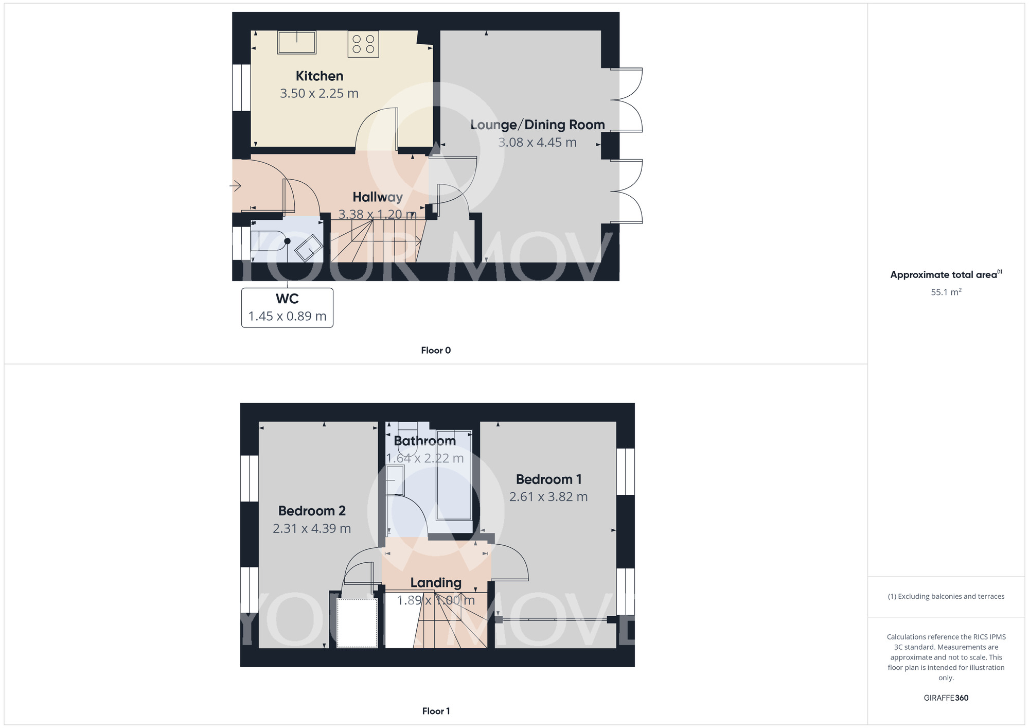 Floorplan of 2 bedroom Mid Terrace House for sale, Grangemoor Close, Darlington, Durham, DL1
