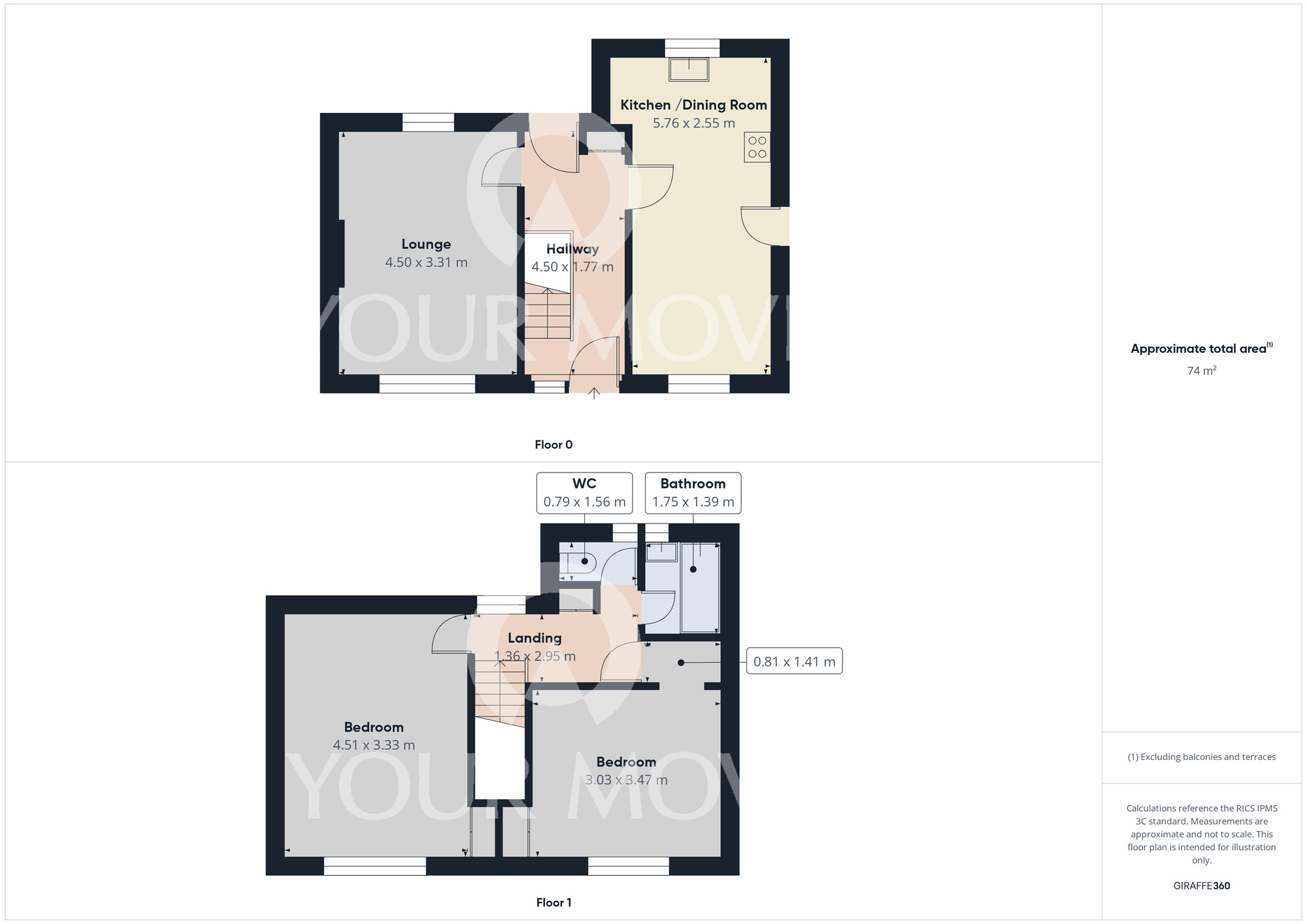Floorplan of 2 bedroom Semi Detached House for sale, Alexandria Drive, Middleton St. George, Durham, DL2