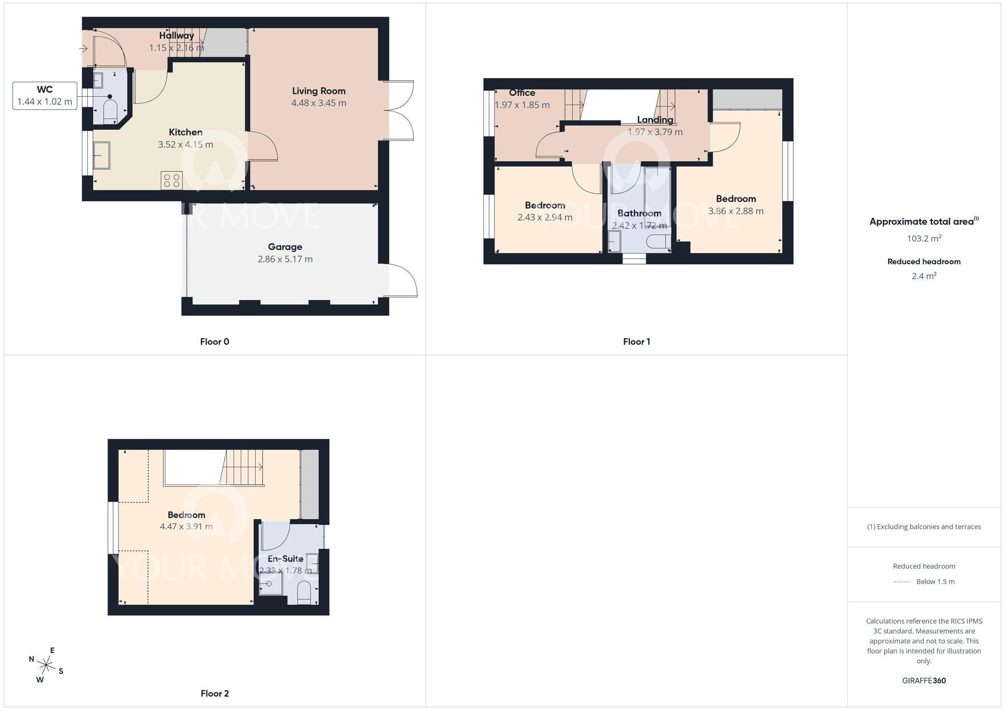 Floorplan of 3 bedroom Semi Detached House for sale, Liddell Way, Bishop Auckland, Durham, DL14