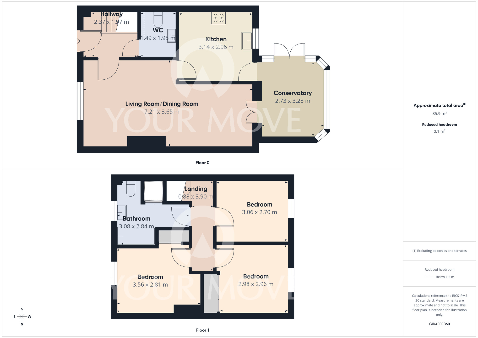 Floorplan of 3 bedroom End Terrace House for sale, Goodwood Close, Sadberge, Durham, DL2