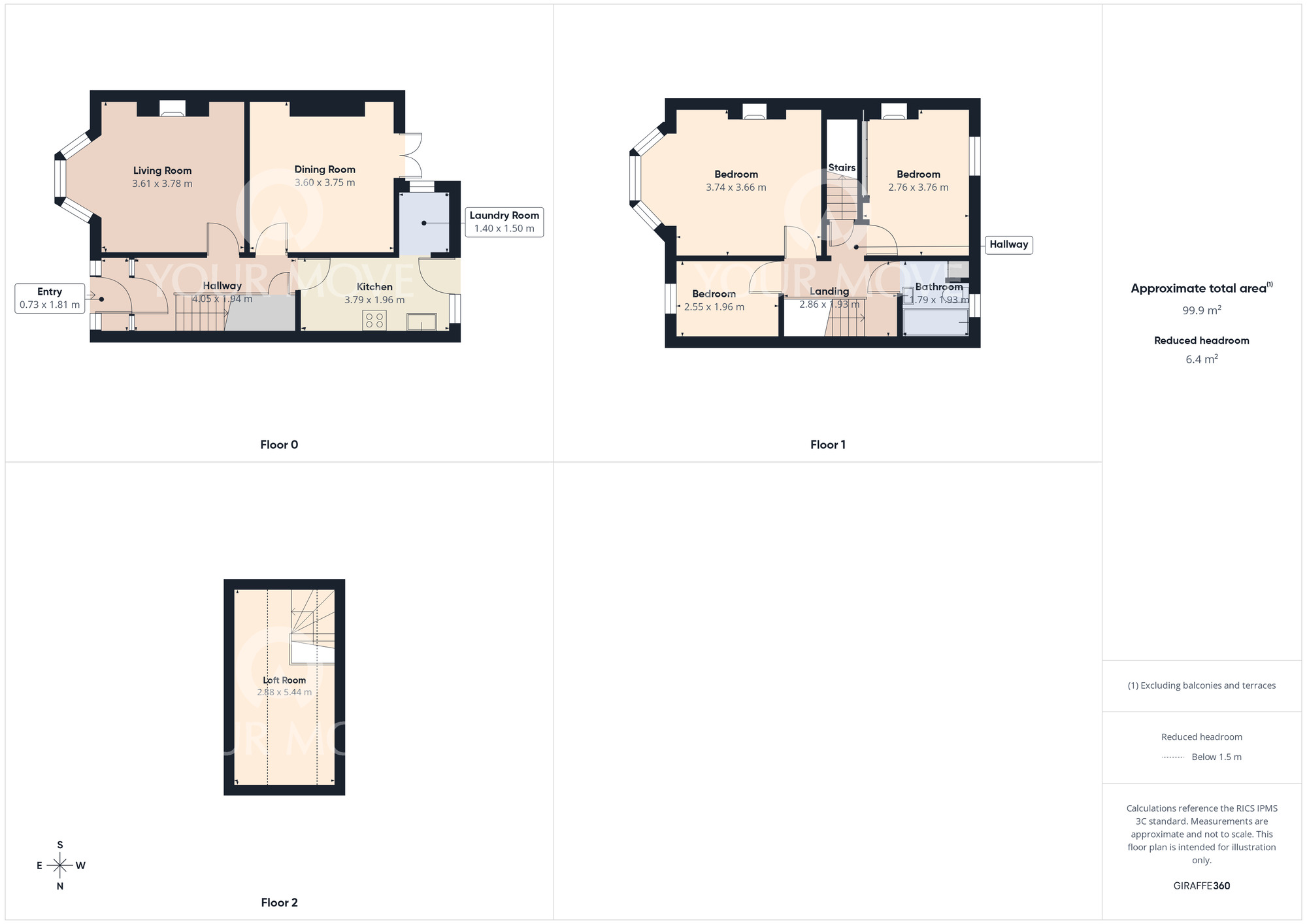 Floorplan of 3 bedroom Mid Terrace House for sale, Pierremont Road, Darlington, Durham, DL3