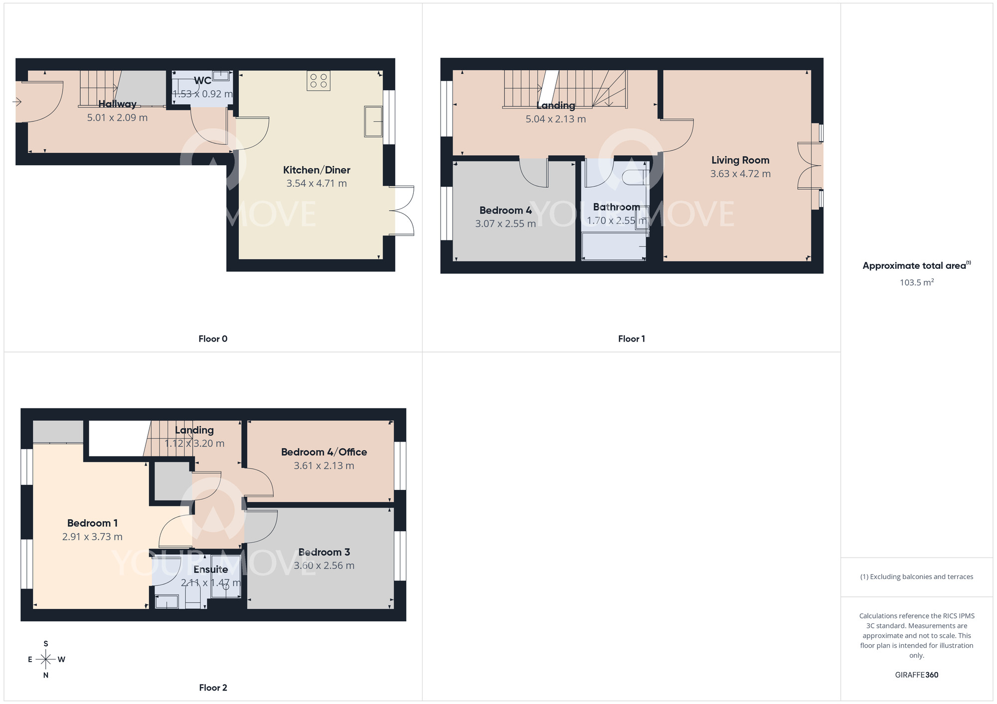 Floorplan of 4 bedroom Semi Detached House for sale, Baldwin Lane, Darlington, Durham, DL1